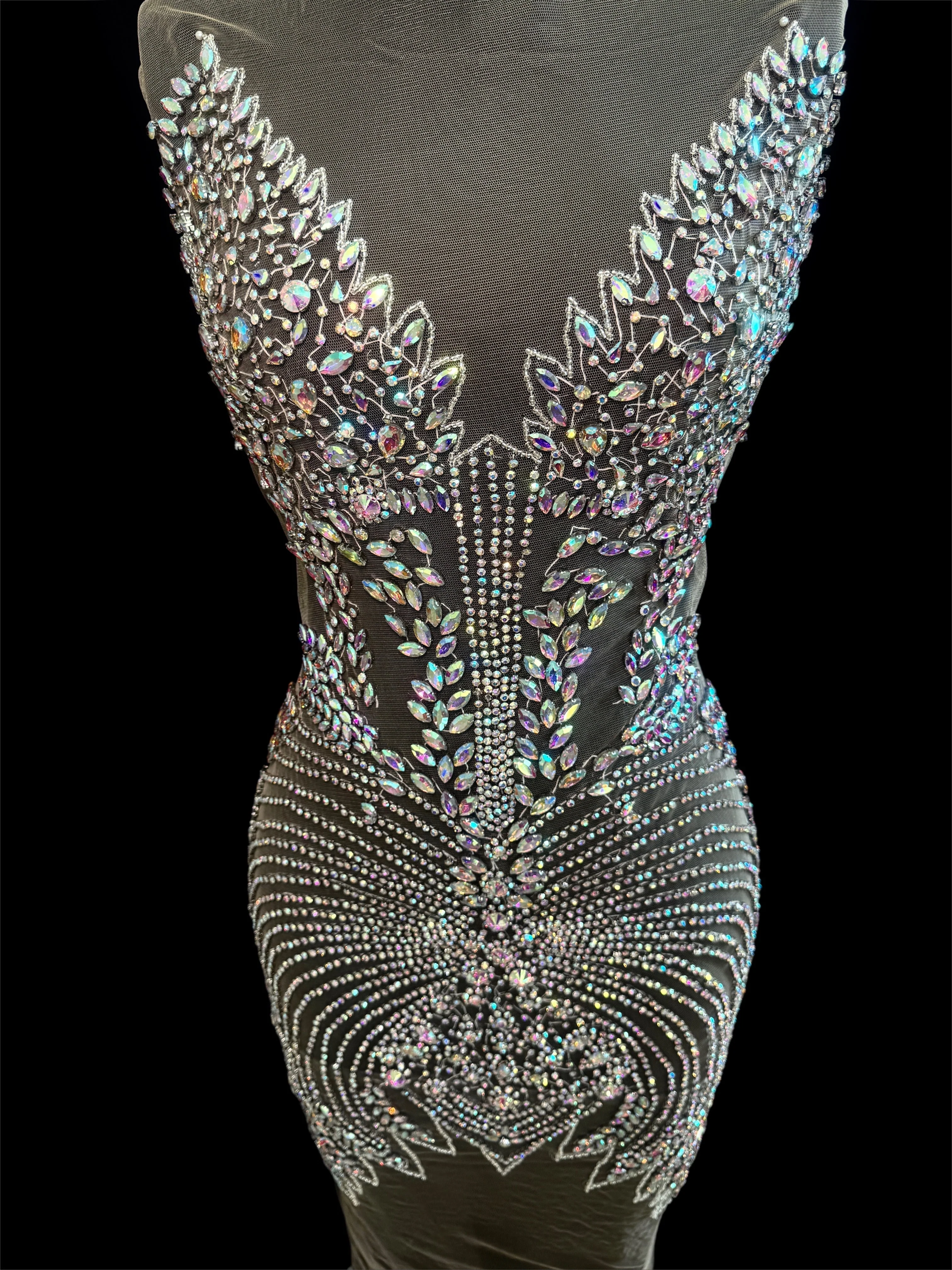 Daisy Silver Iridescent Rhinestones Bodice Applique - Image 10