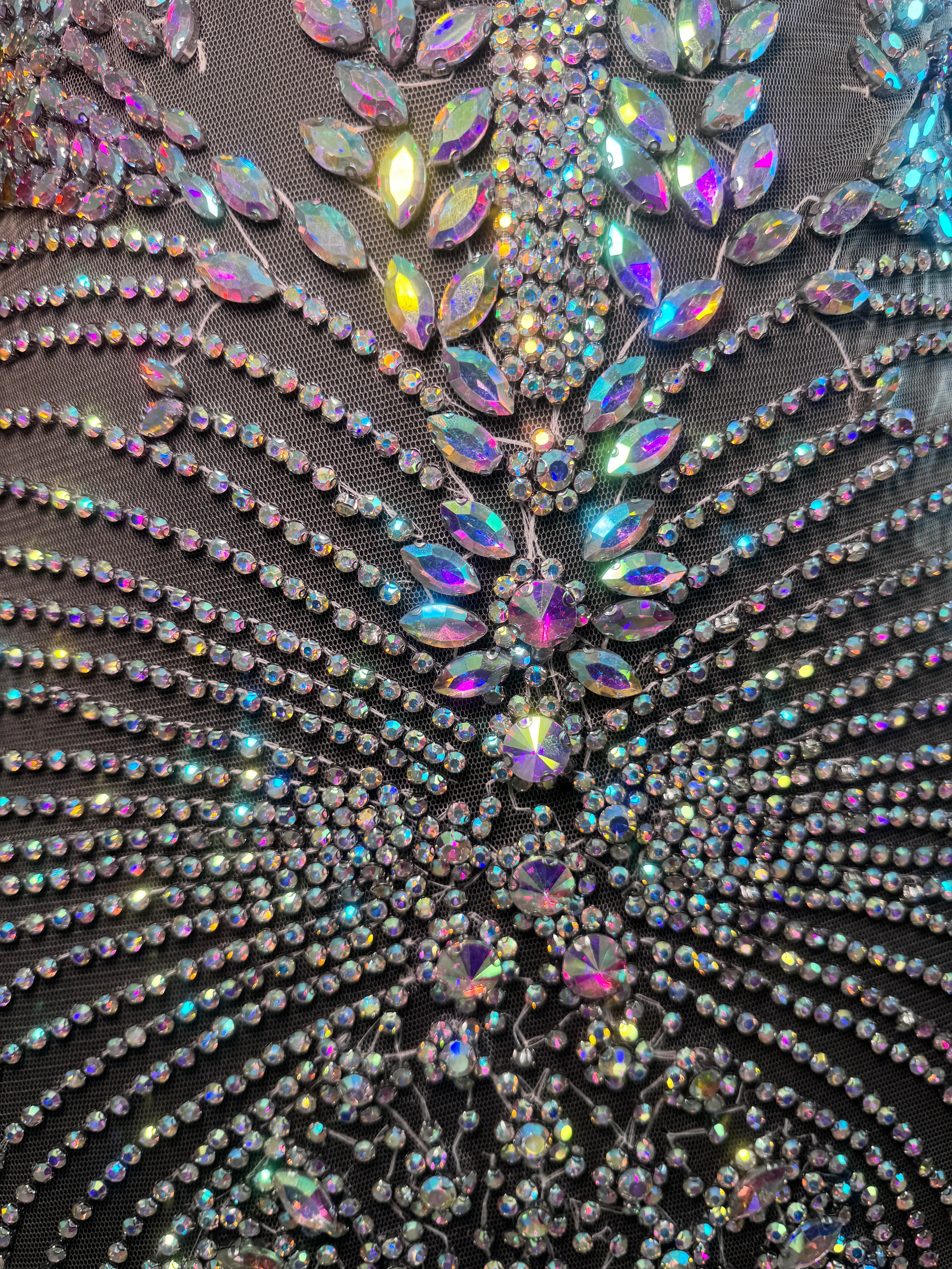 Daisy Silver Iridescent Rhinestones Bodice Applique - Image 9