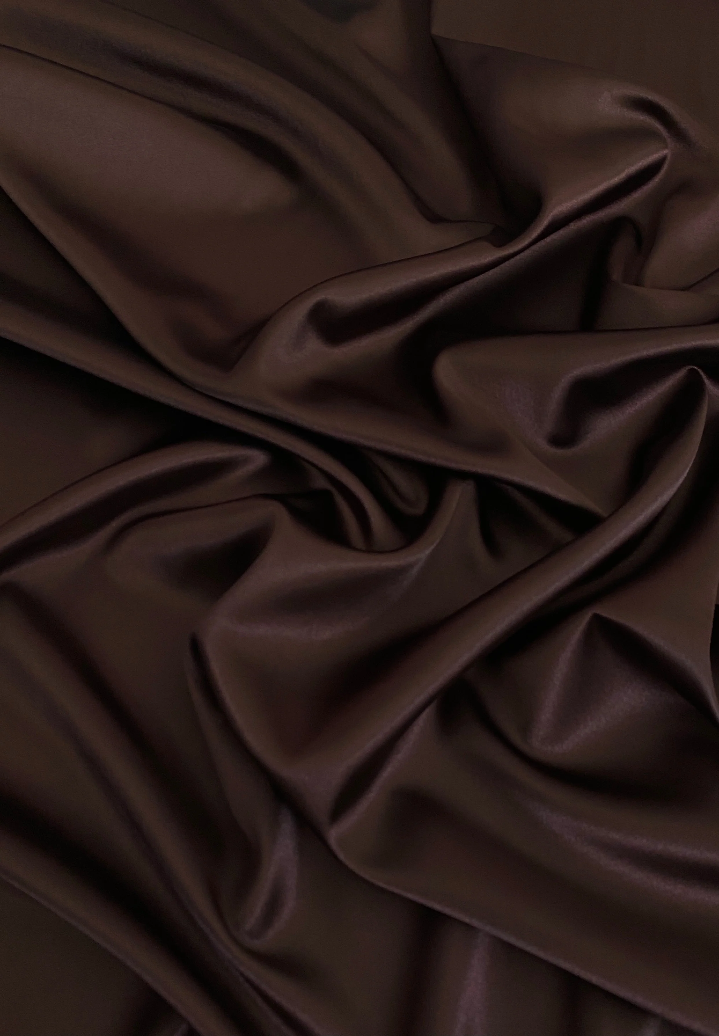 Dark Chocolate Silky Stretch Satin - Image 3