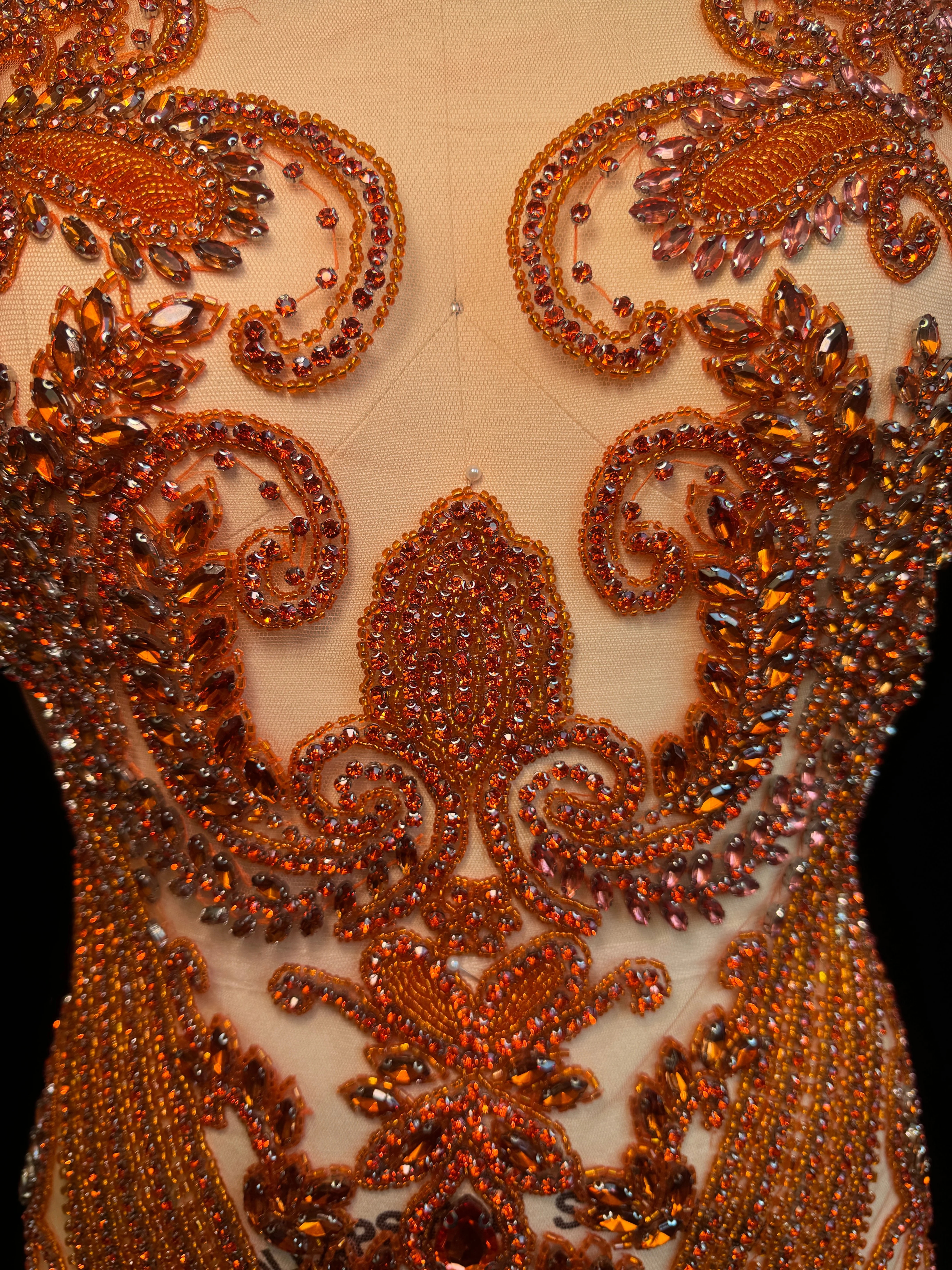 Deborah Orange Rhinestones Bodice Applique - Image 2
