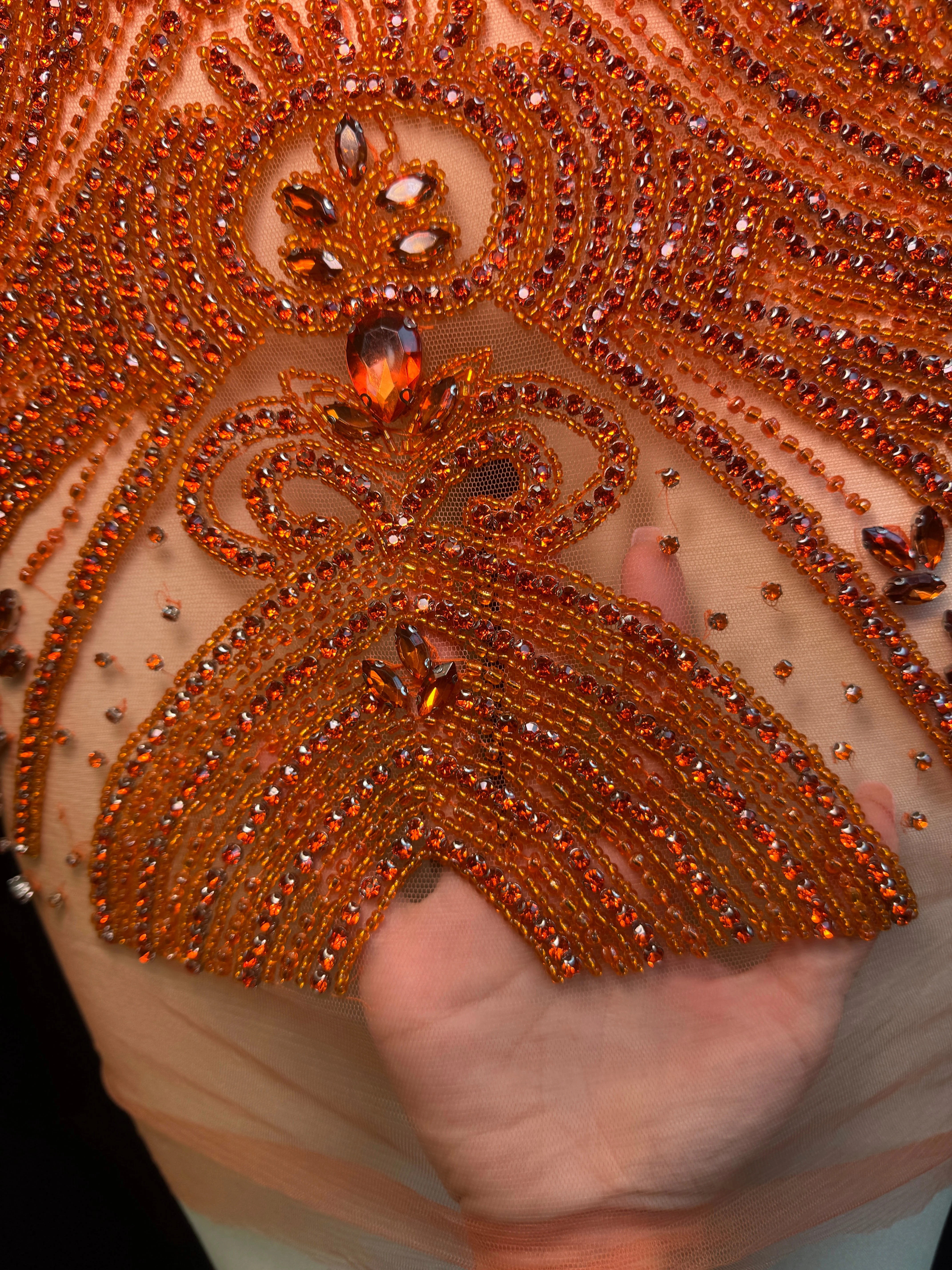 Deborah Orange Rhinestones Bodice Applique - Image 3