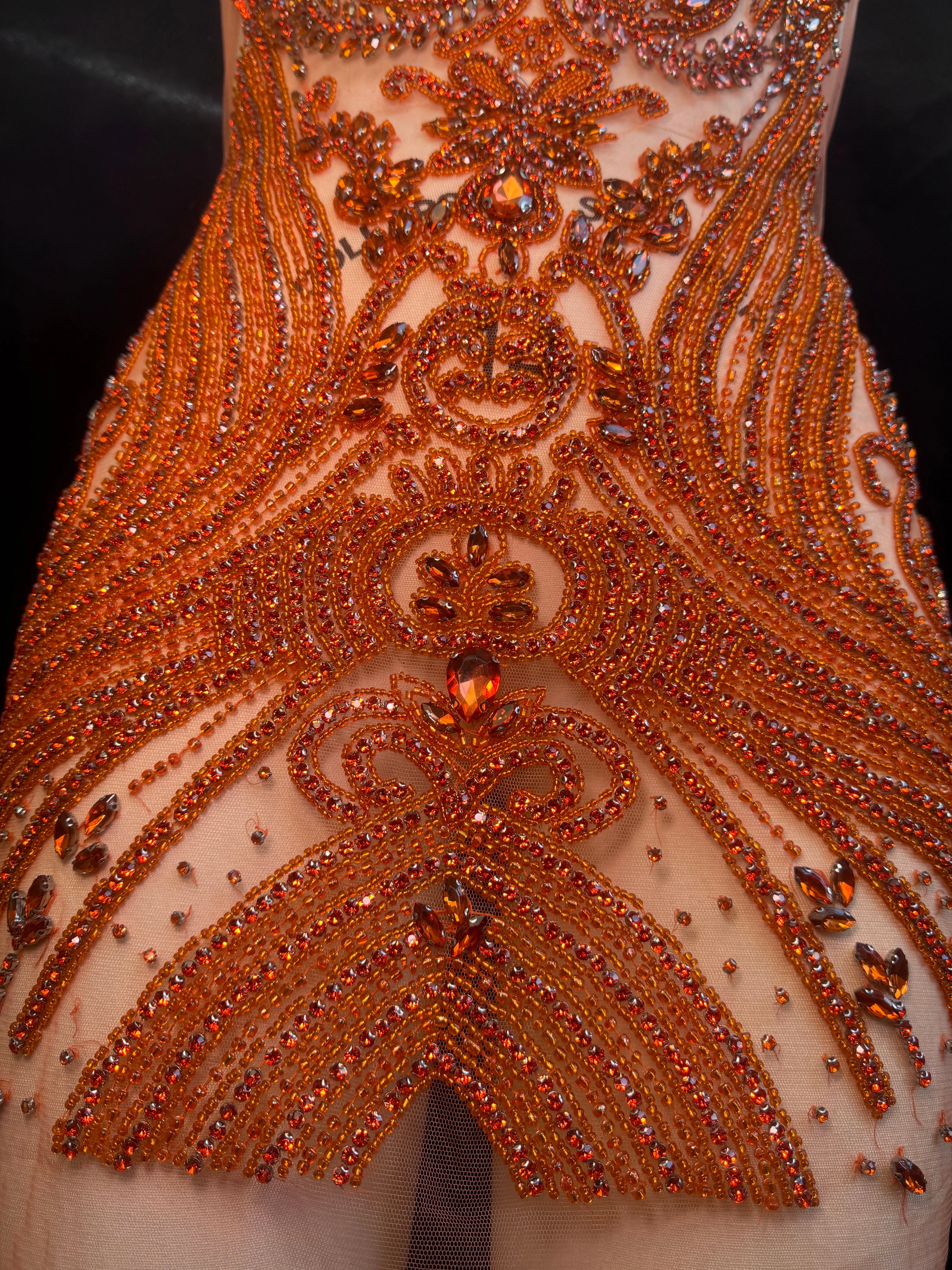 Deborah Orange Rhinestones Bodice Applique - Image 4