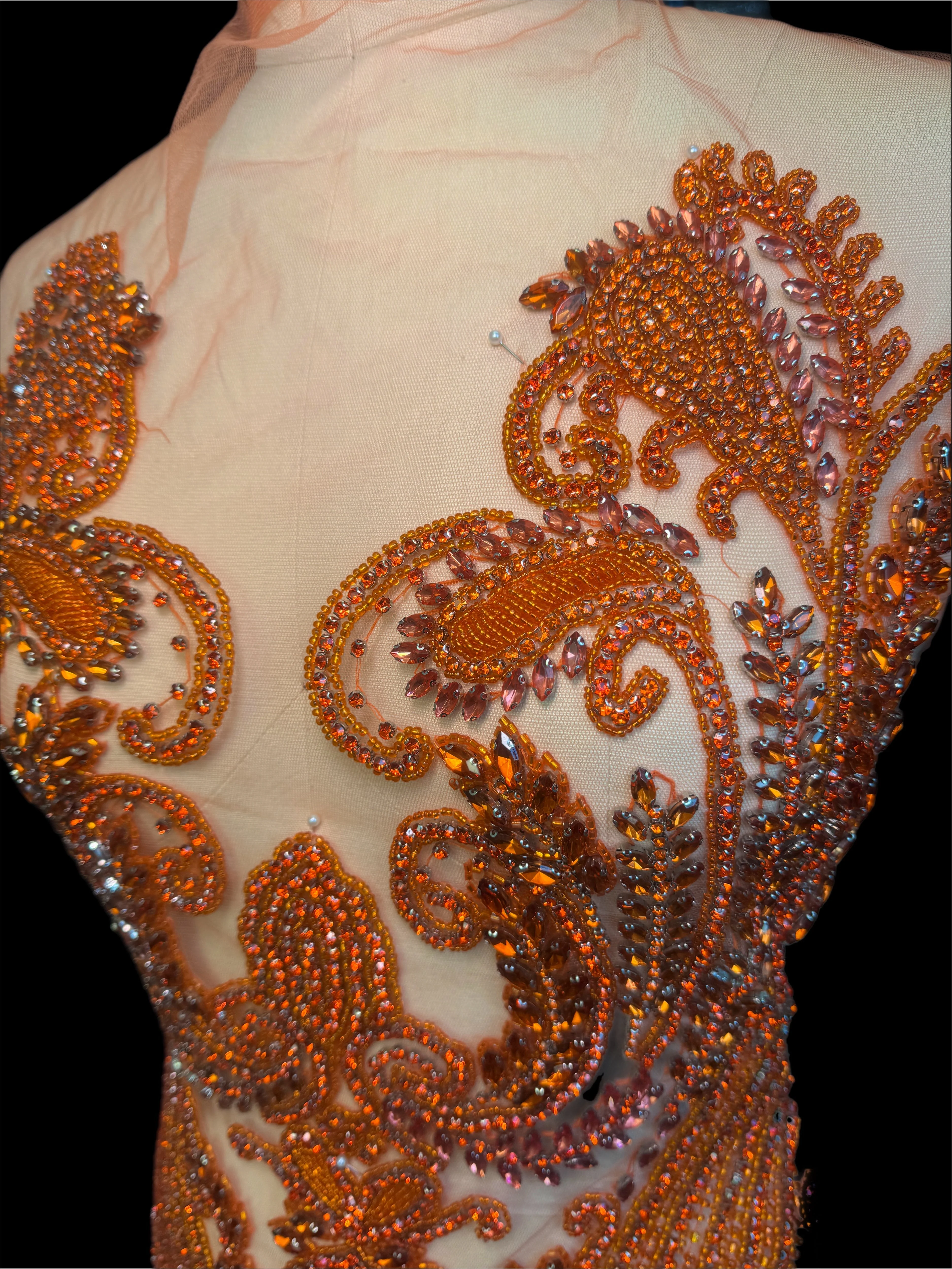Deborah Orange Rhinestones Bodice Applique - Image 8