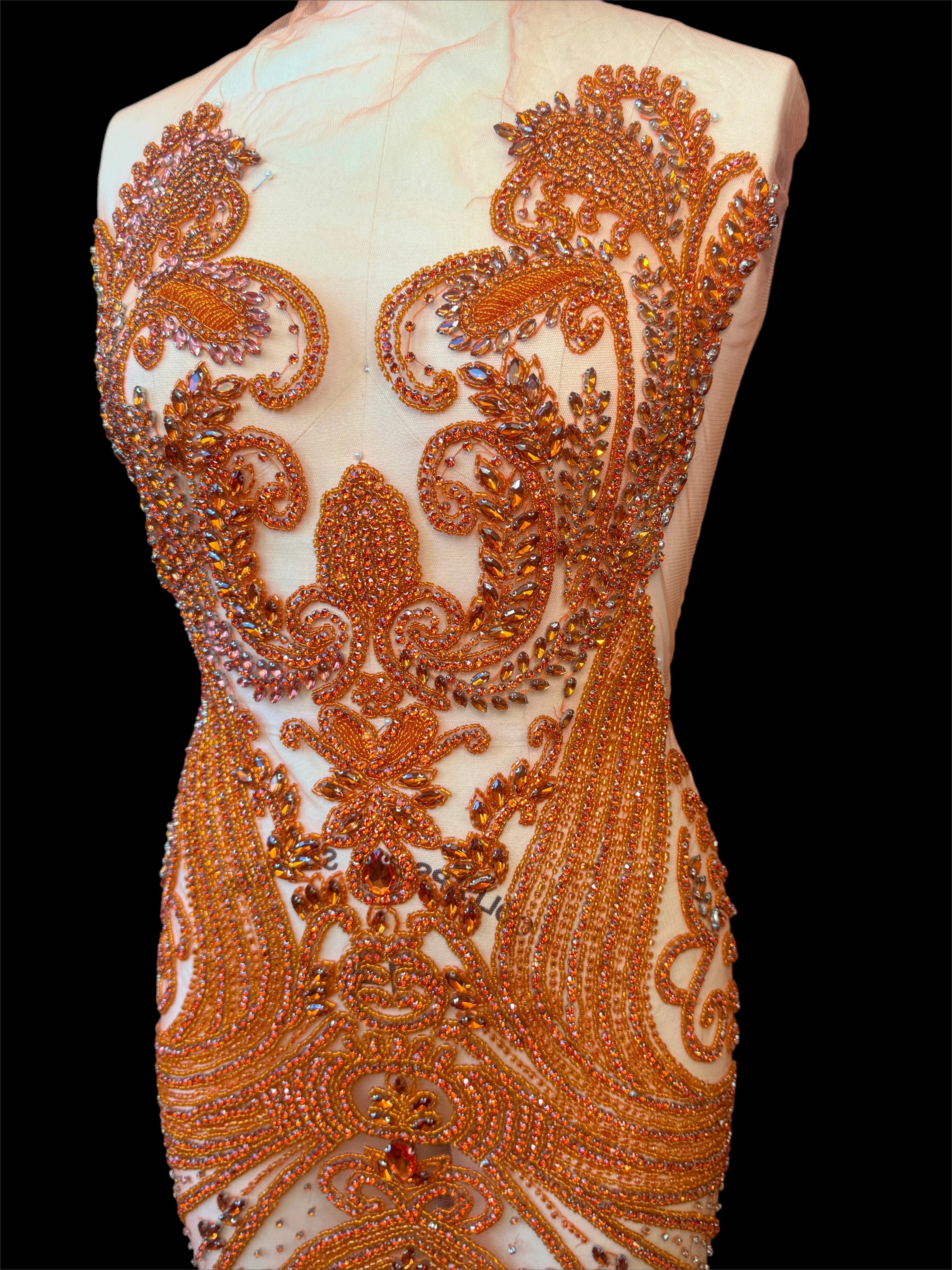 Deborah Orange Rhinestones Bodice Applique - Image 9