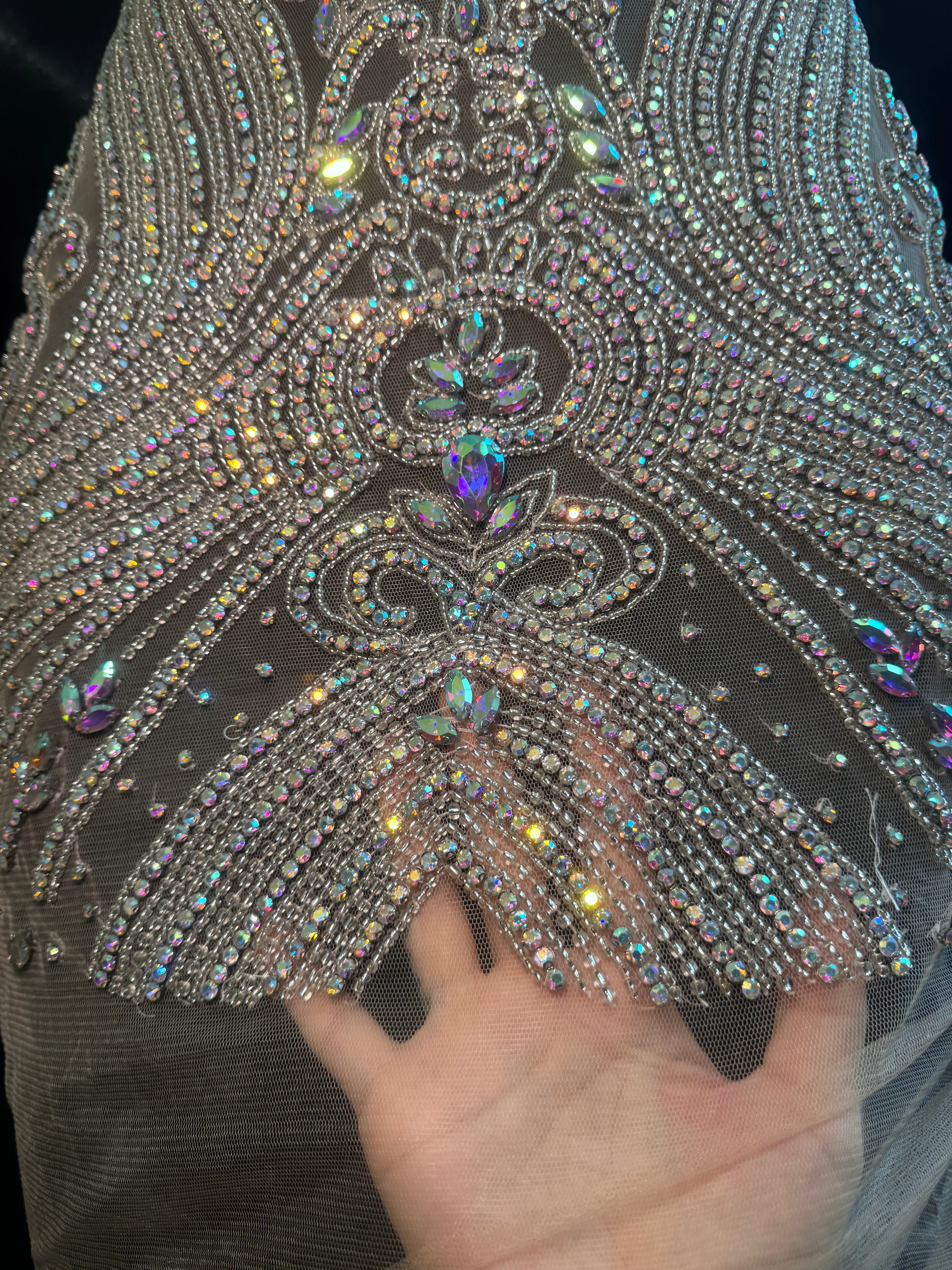 Deborah Silver Iridescent Rhinestones Bodice Applique - Image 5
