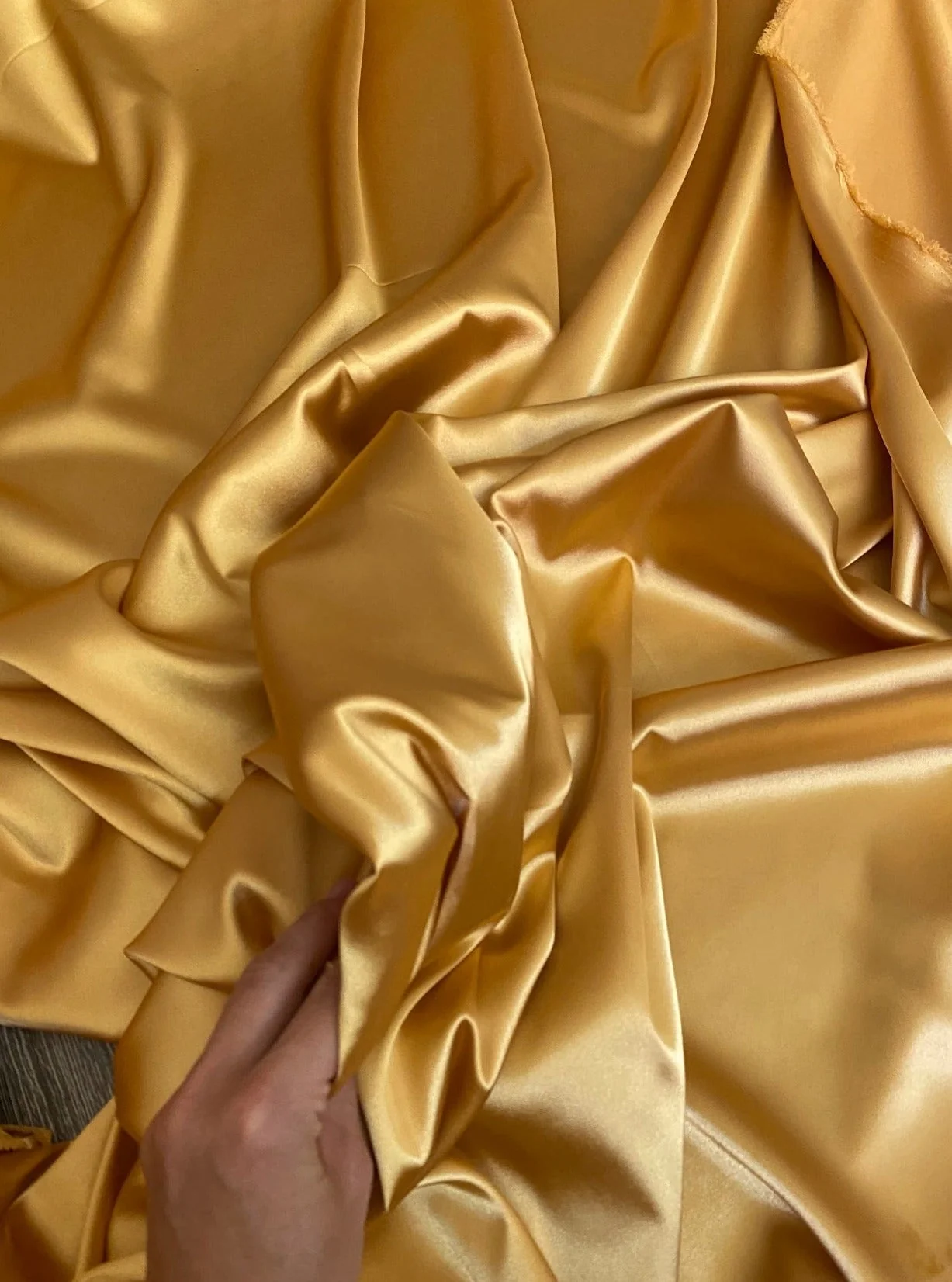Deep Gold Silky Stretch Satin - Image 6
