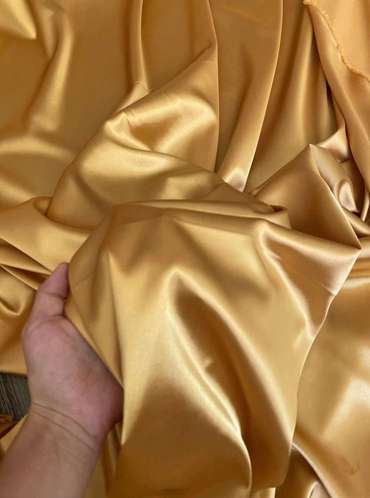 Deep Gold Silky Stretch Satin - Image 8