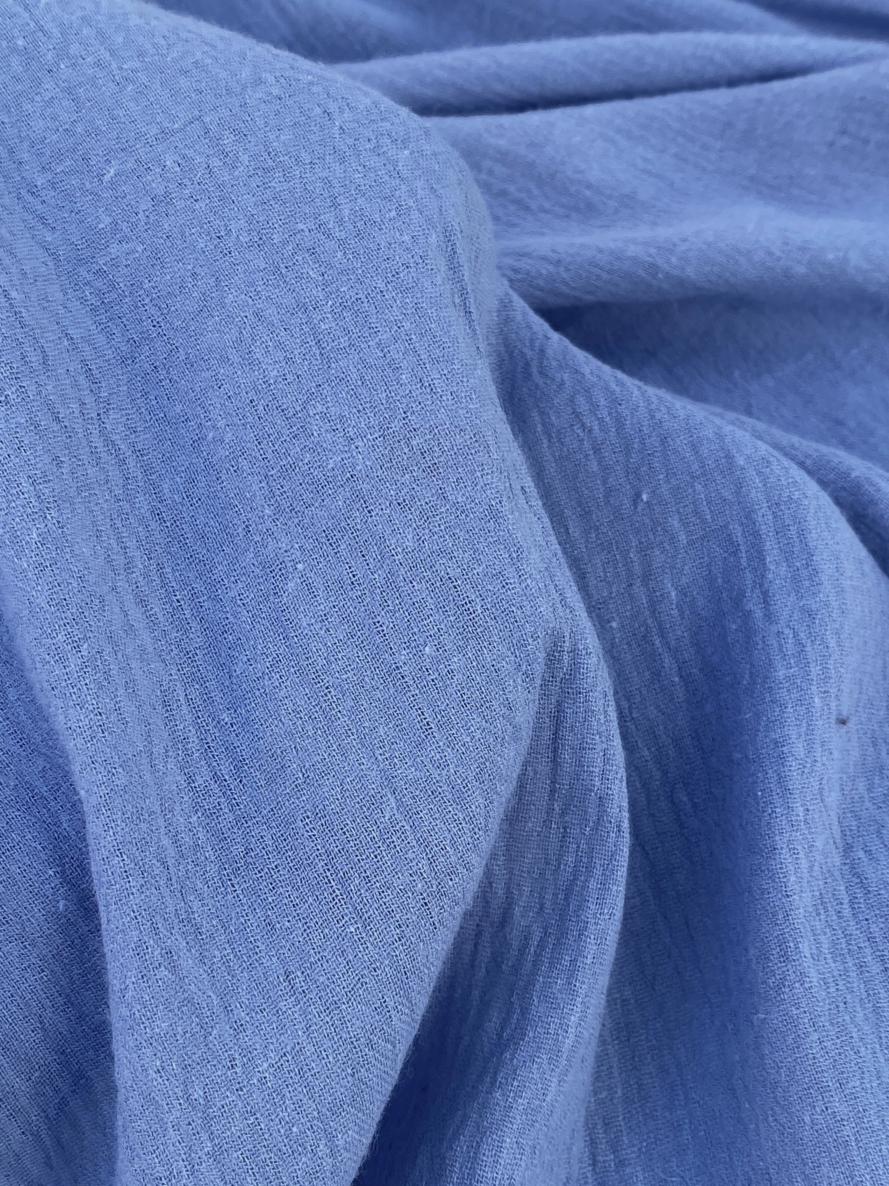 Denim Blue Crinkle Cotton Gauze - Image 5