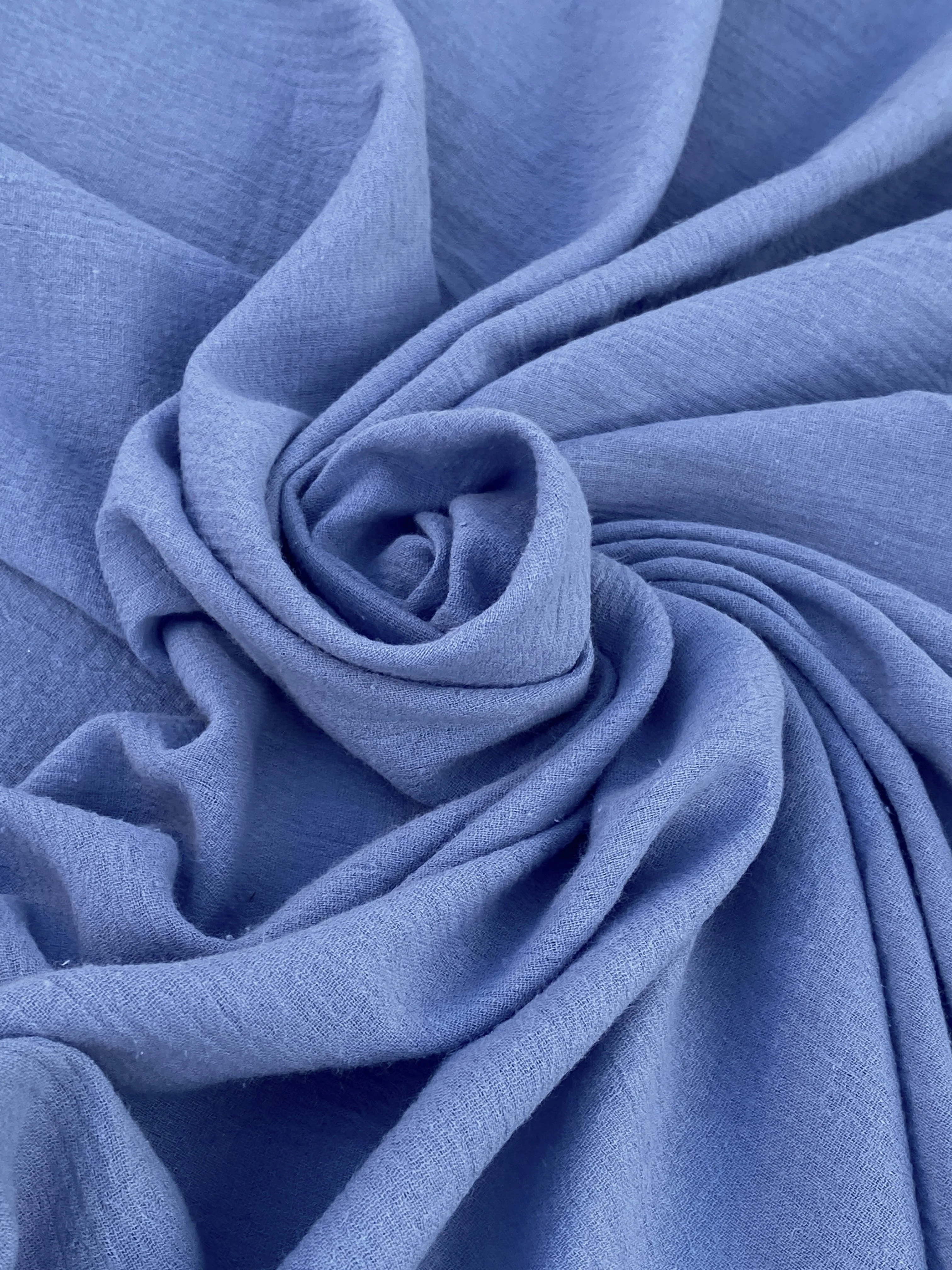 Denim Blue Crinkle Cotton Gauze - Image 6