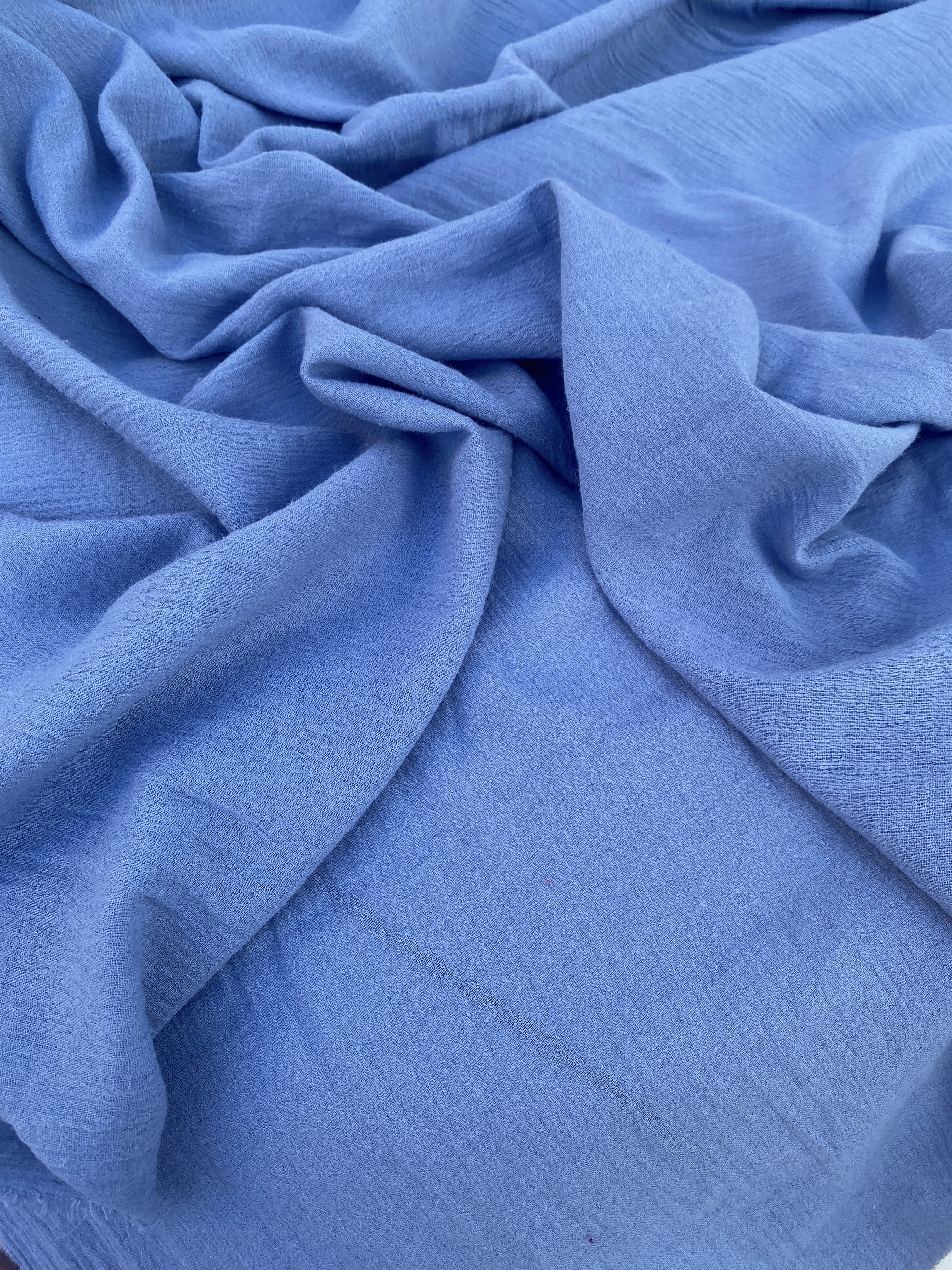 Denim Blue Crinkle Cotton Gauze - Image 7