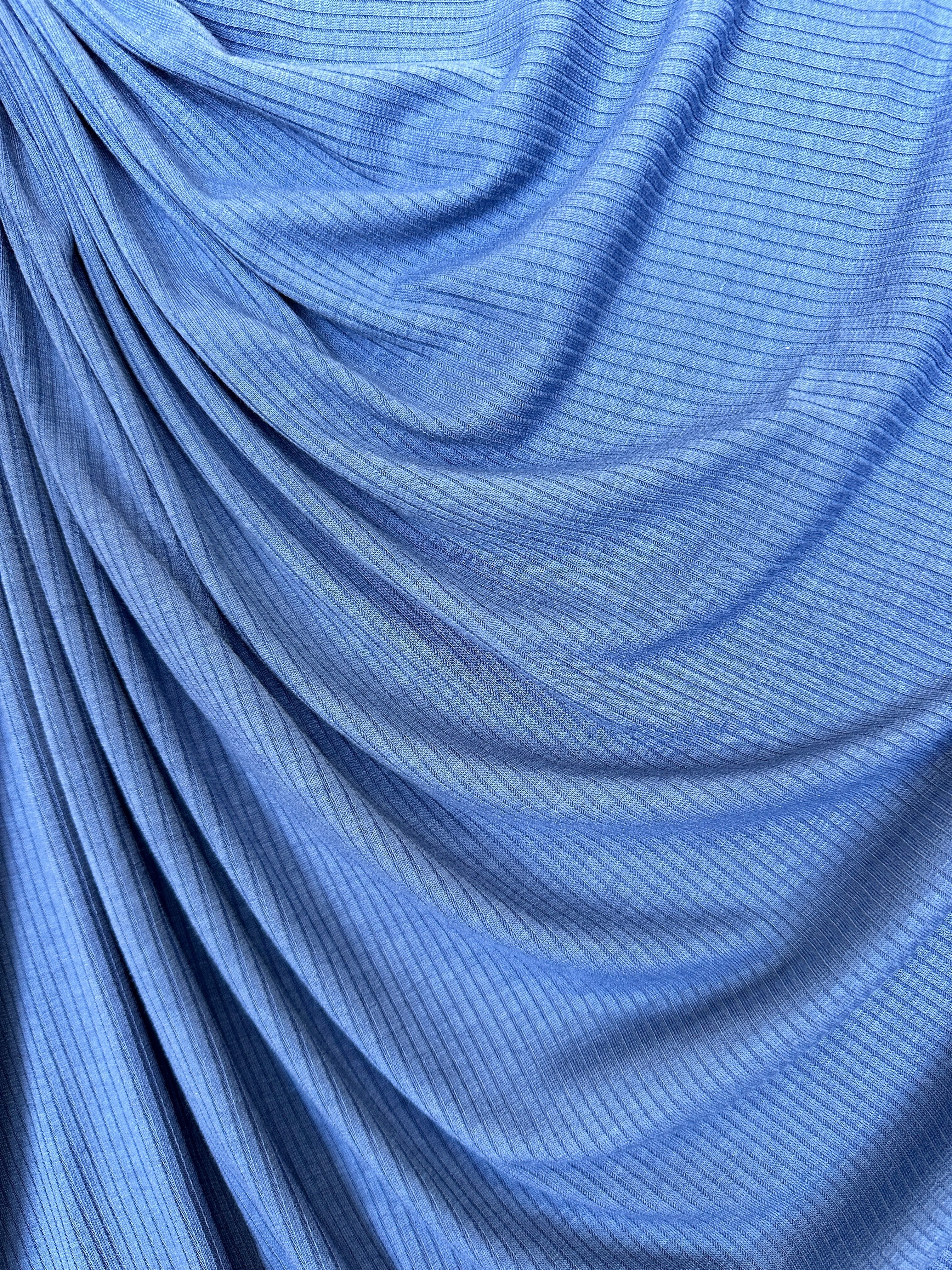 Denim Blue Solid Rib Knit - Image 3