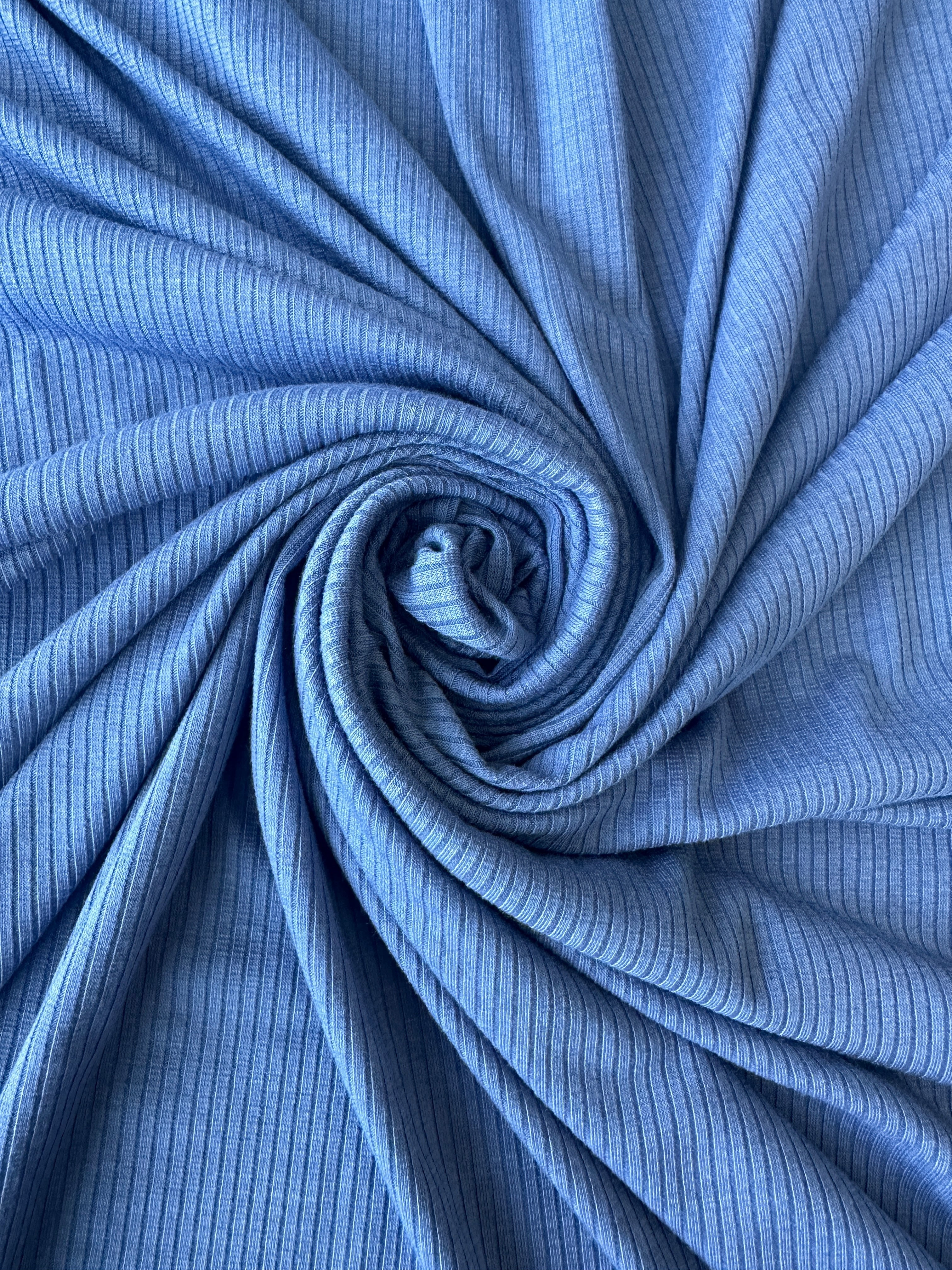 Denim Blue Solid Rib Knit - Image 5