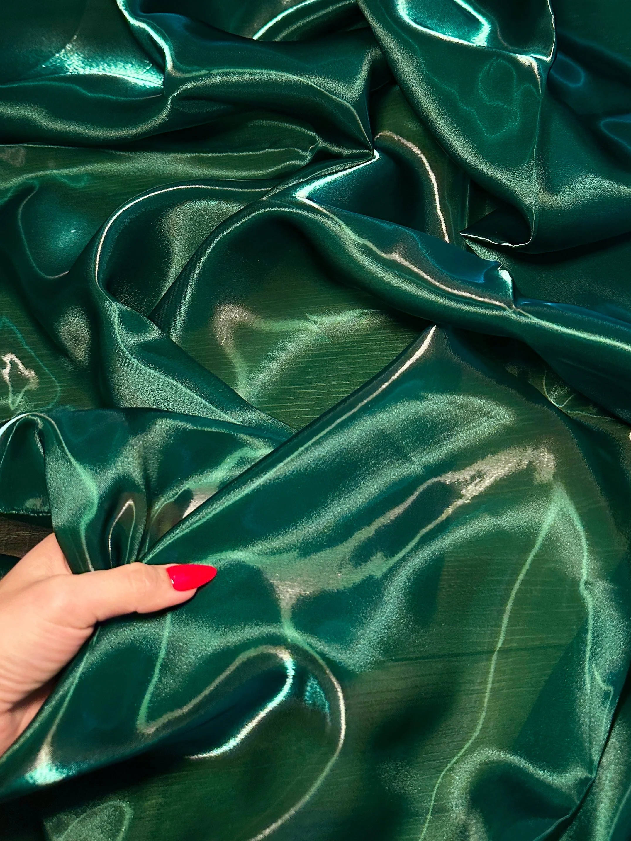 Diamond Green Liquid Shimmery Organza - Image 5