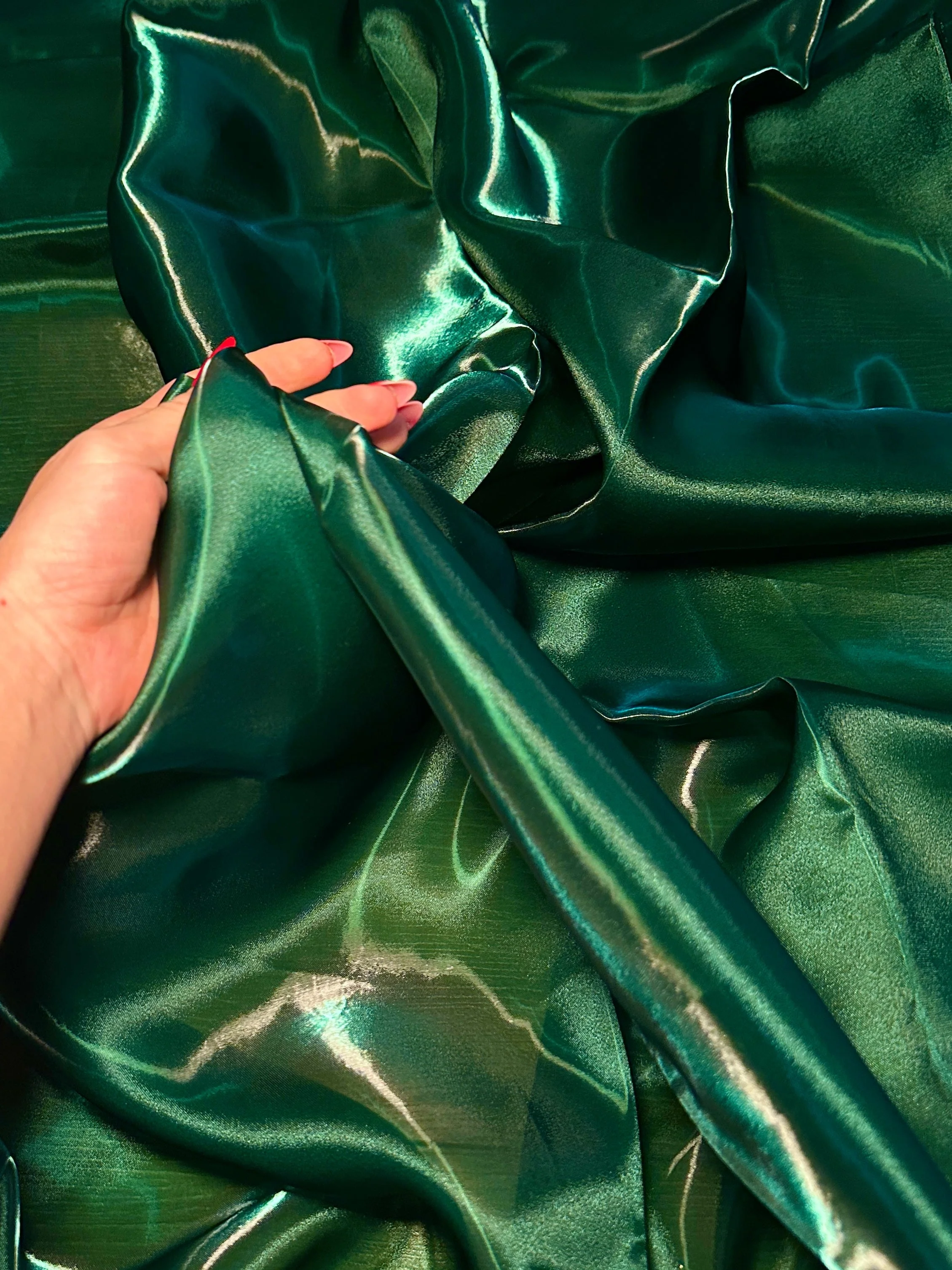 Diamond Green Liquid Shimmery Organza - Image 6