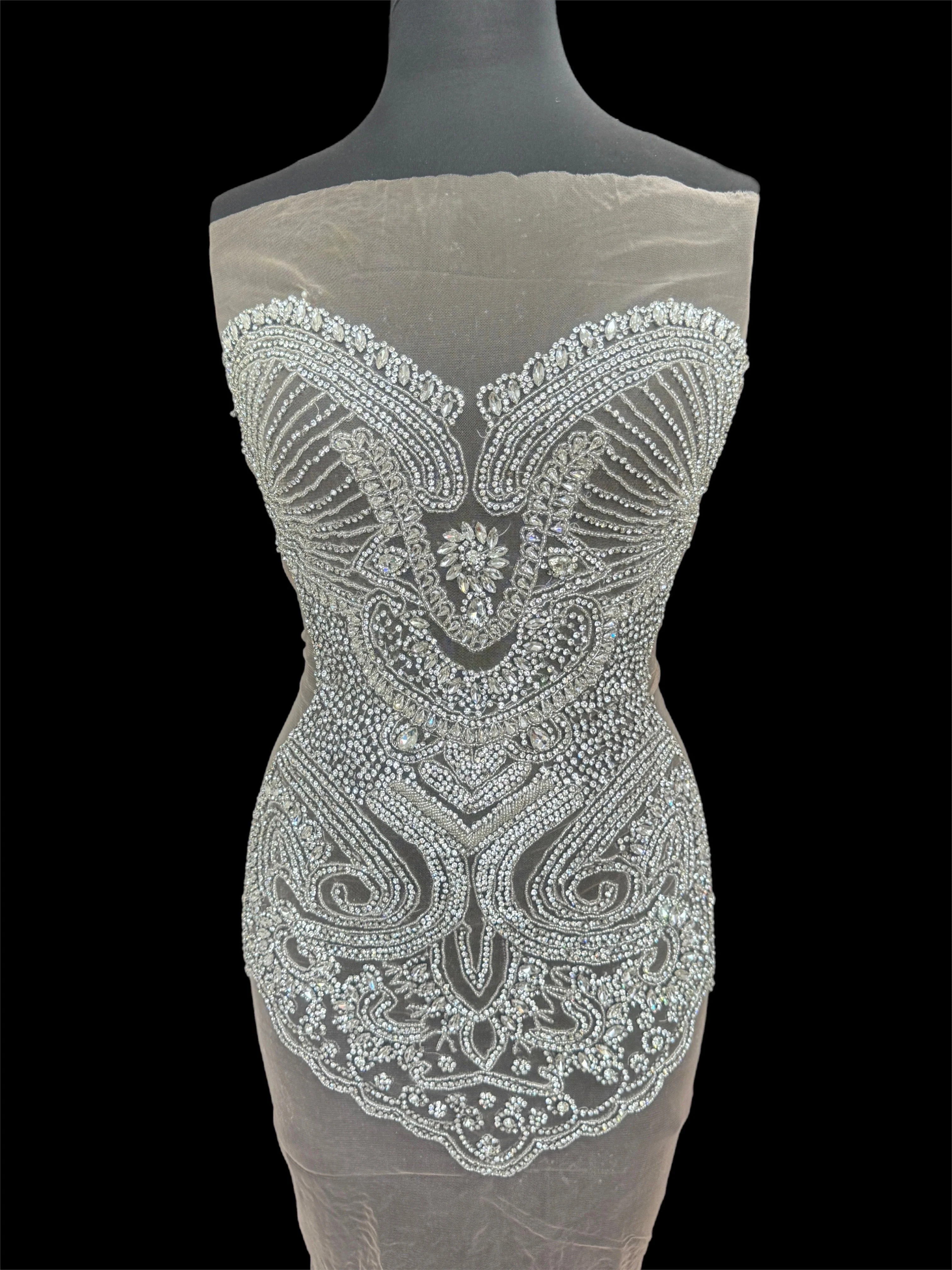 Diane Silver Rhinestone Bodice Appliqué