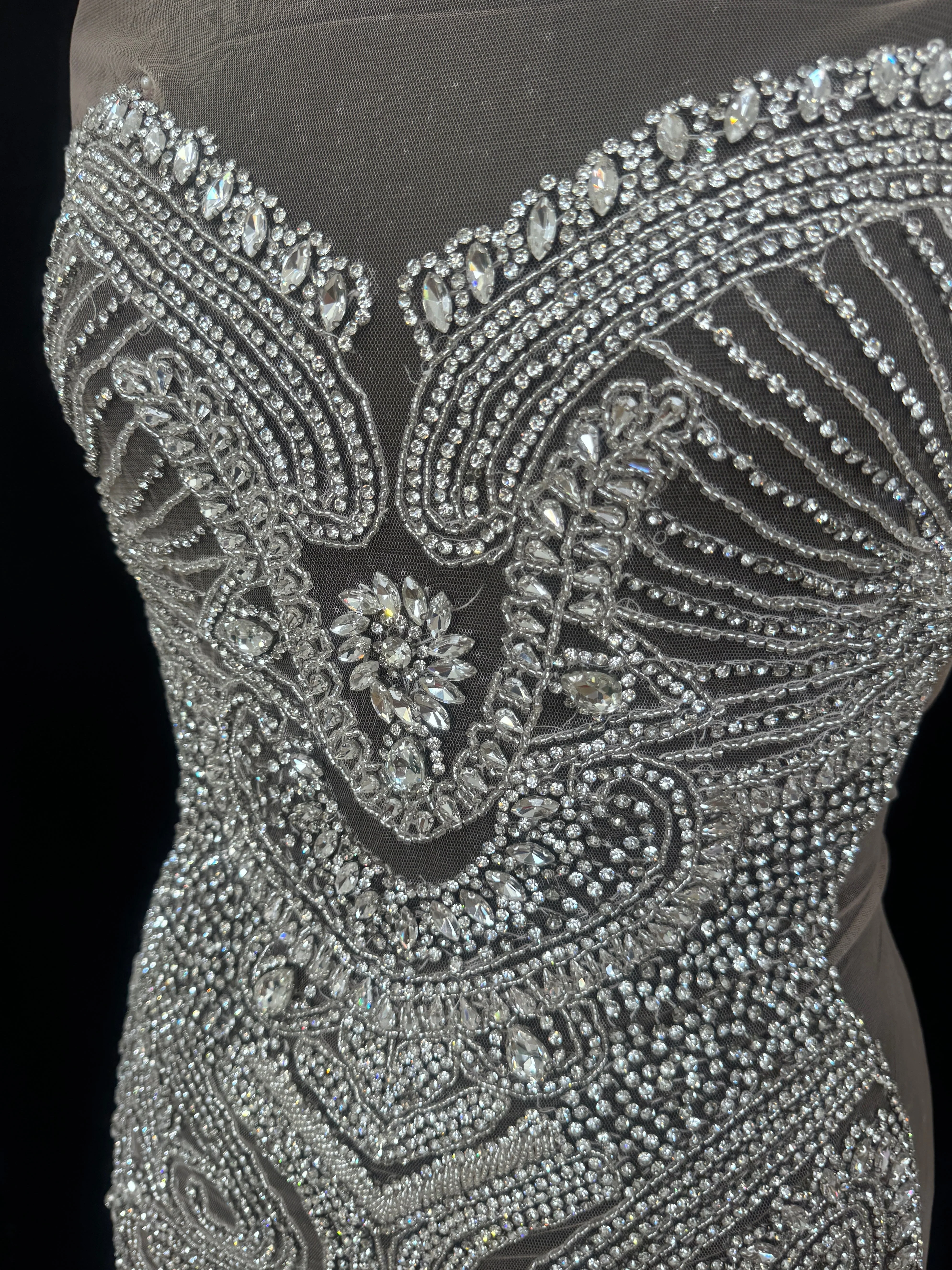 Diane Silver Rhinestone Bodice Appliqué - Image 3