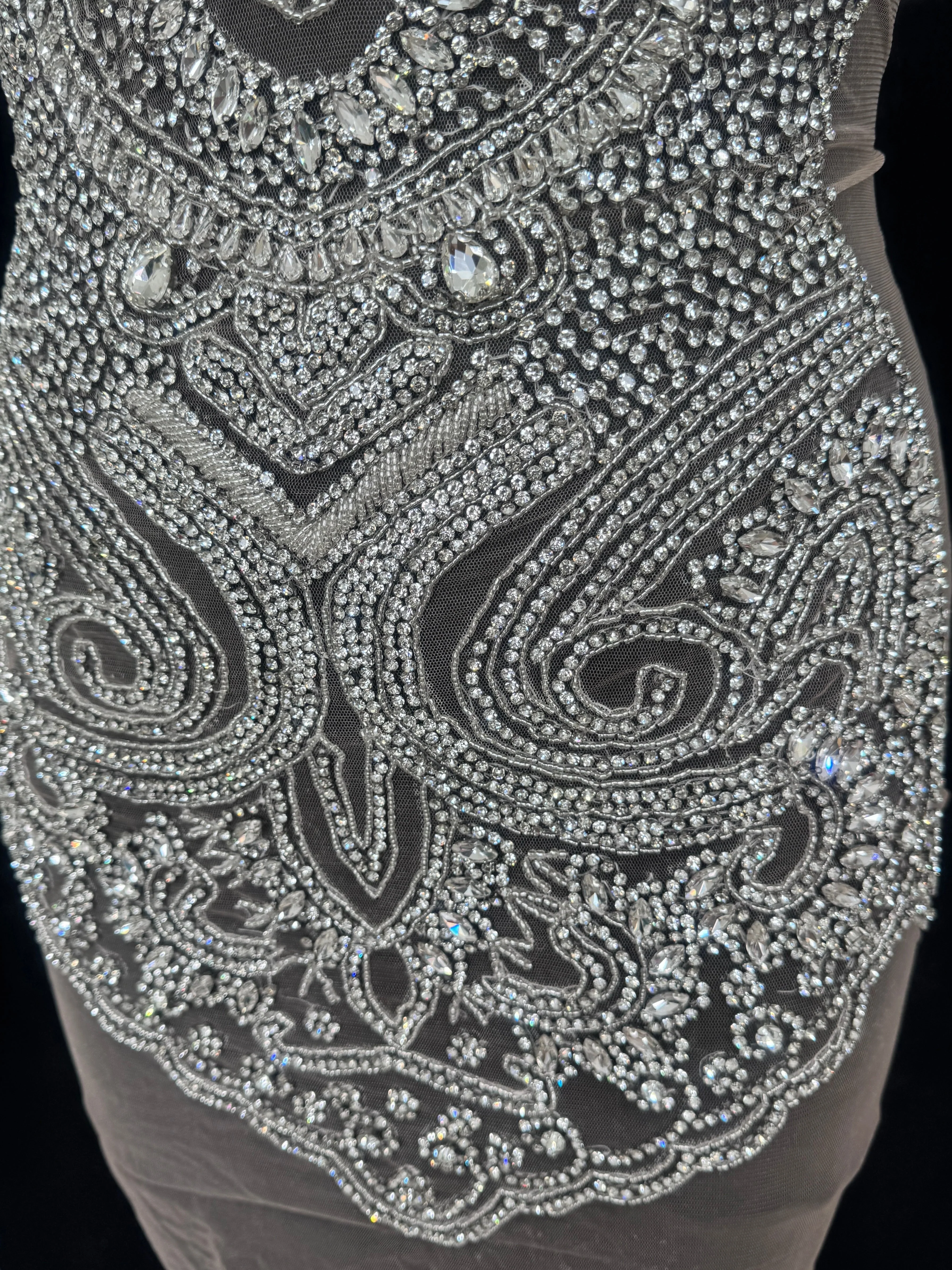 Diane Silver Rhinestone Bodice Appliqué - Image 4
