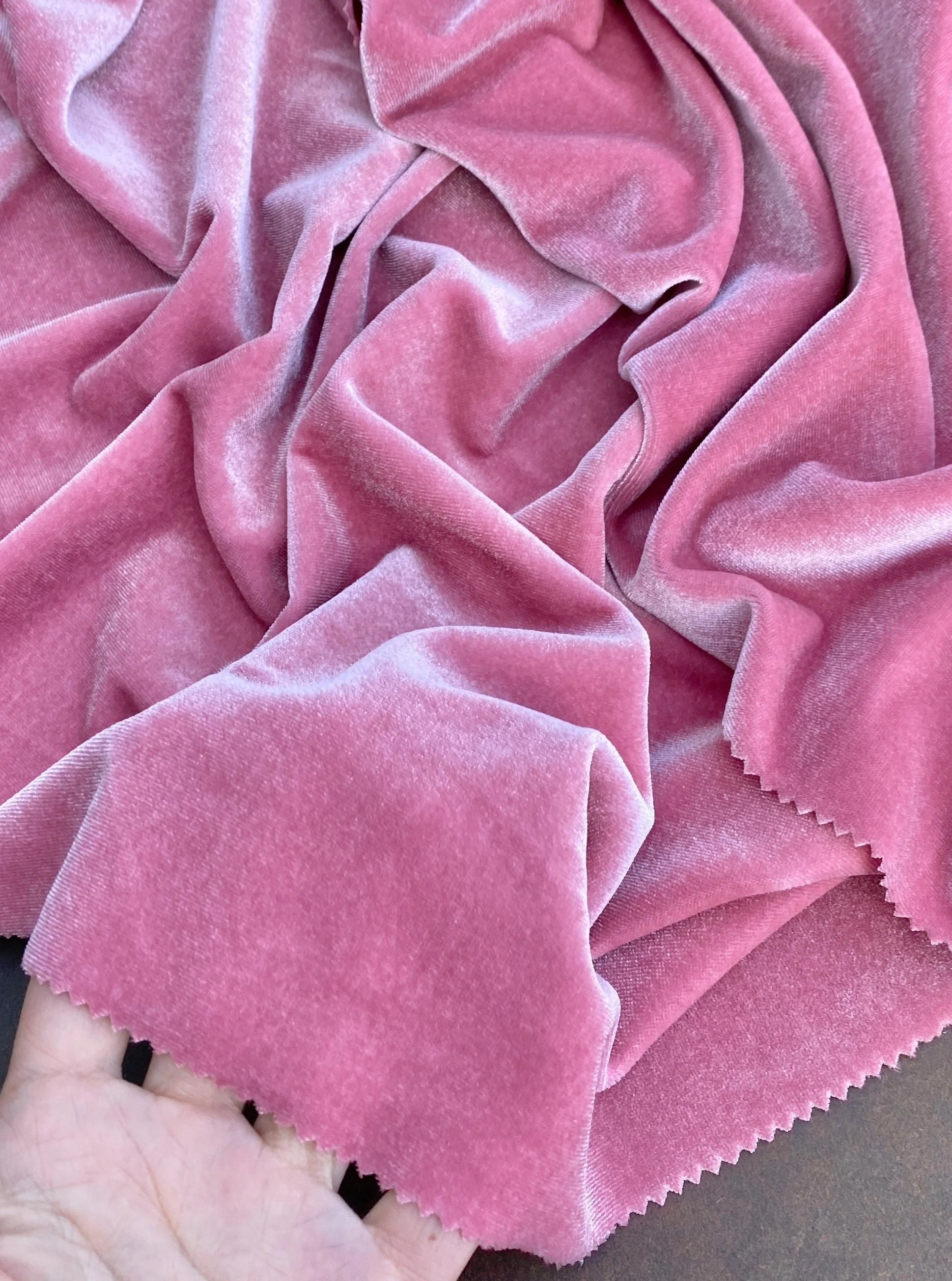 Dusty Rose Stretch Velvet - Image 3