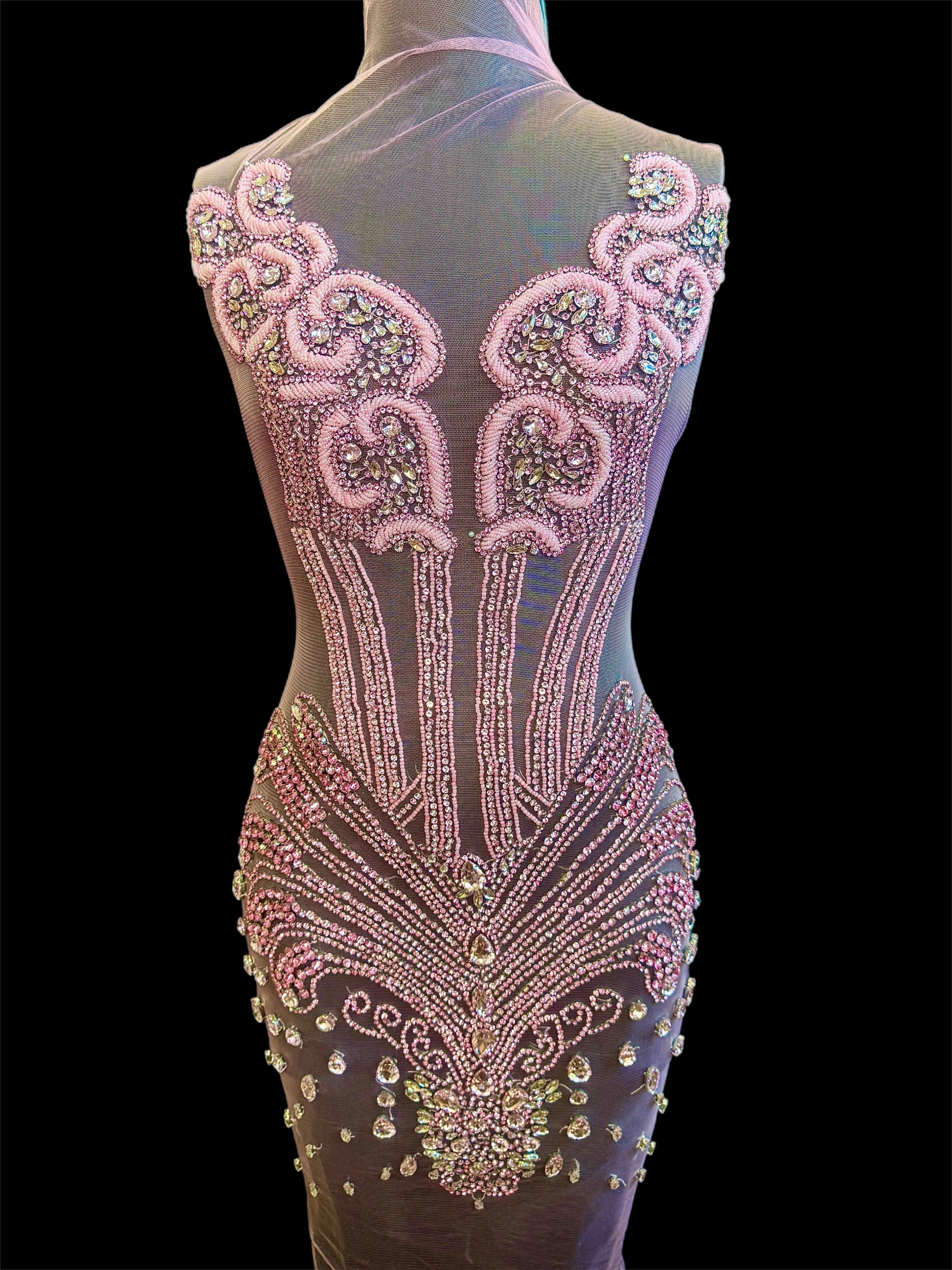 Eli Baby Pink Rhinestones Bodice Applique