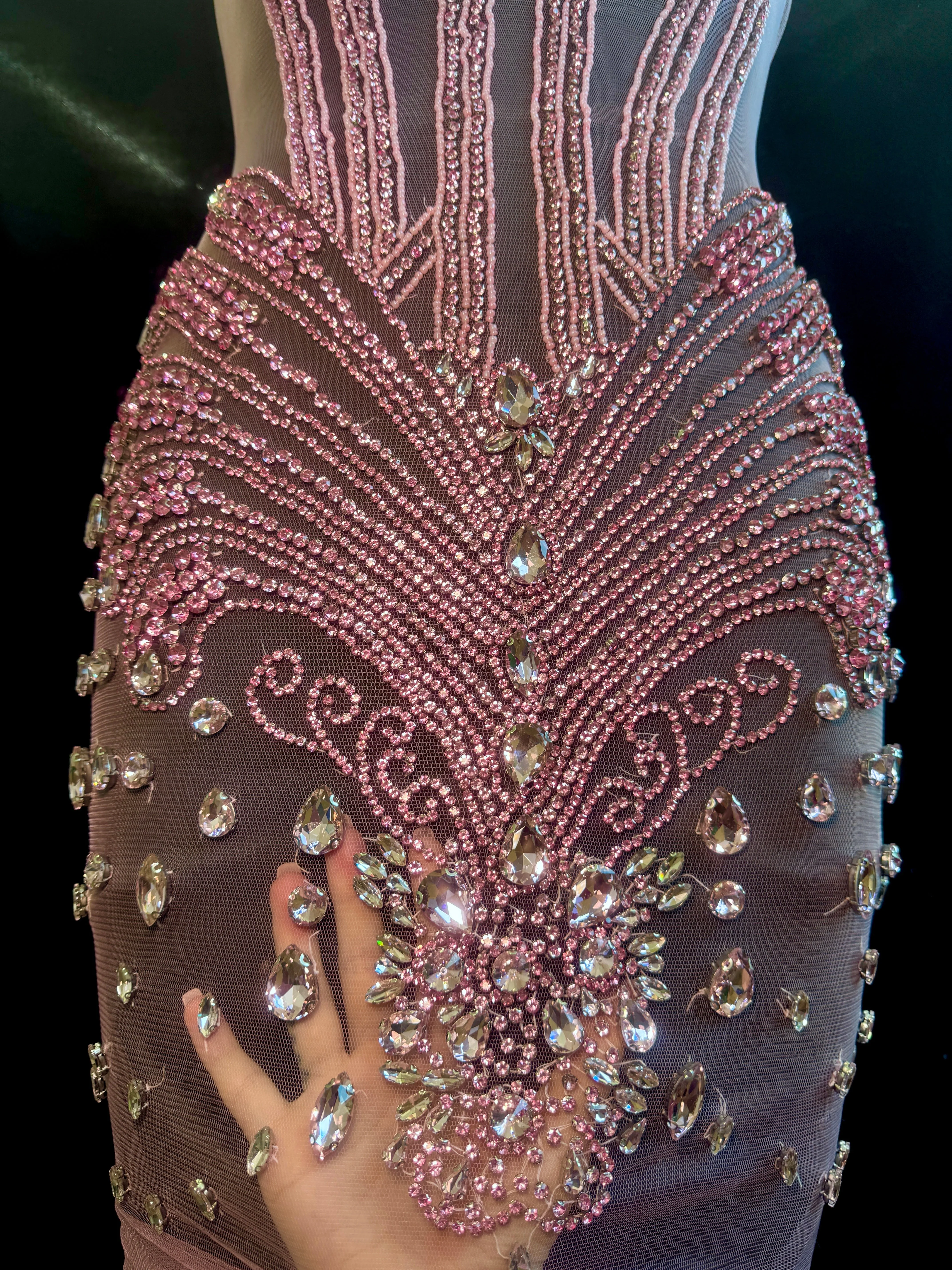 Eli Baby Pink Rhinestones Bodice Applique - Image 6