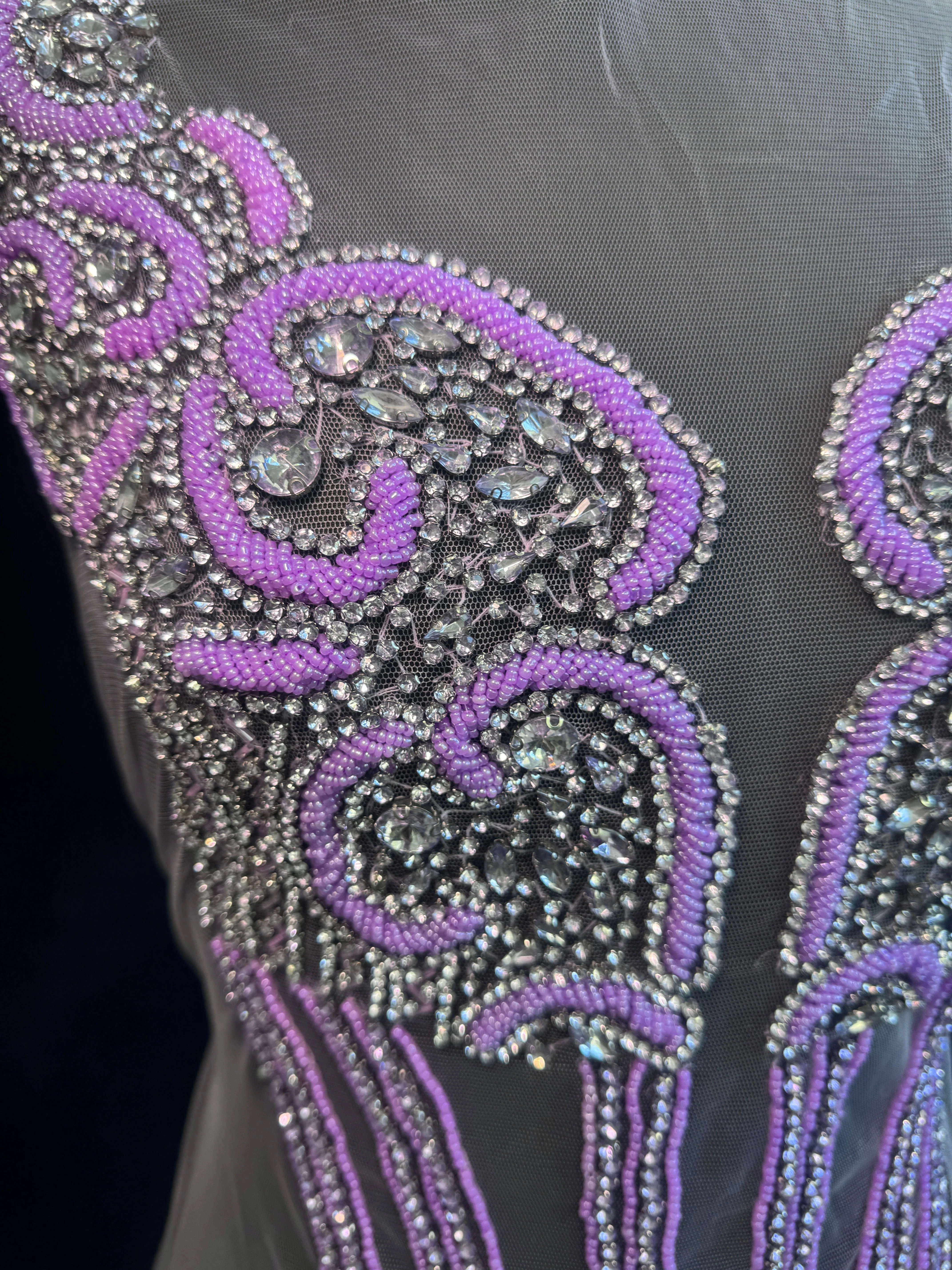 Eli Lavender Silver Rhinestones Bodice Applique - Image 3