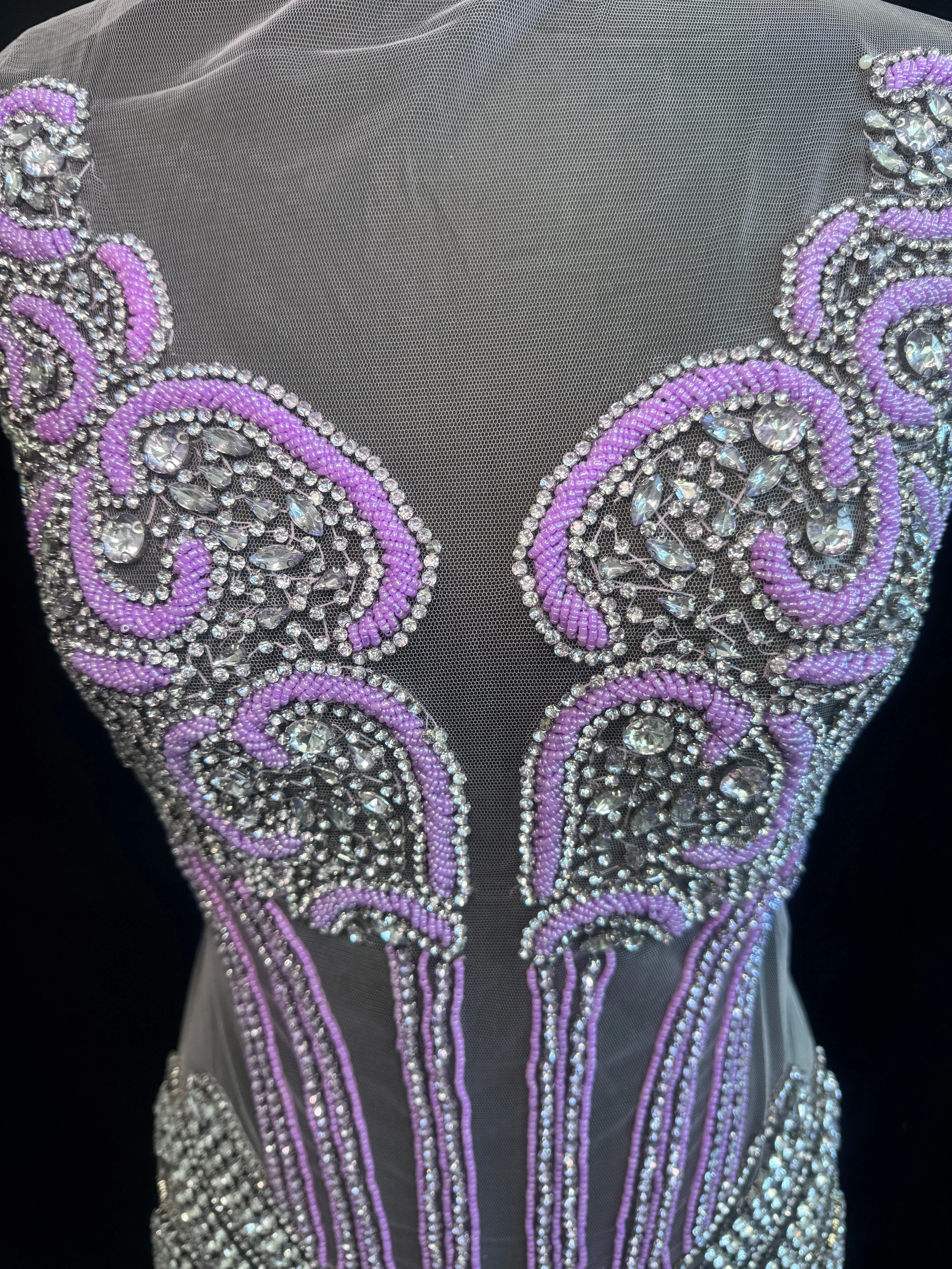 Eli Lavender Silver Rhinestones Bodice Applique - Image 7