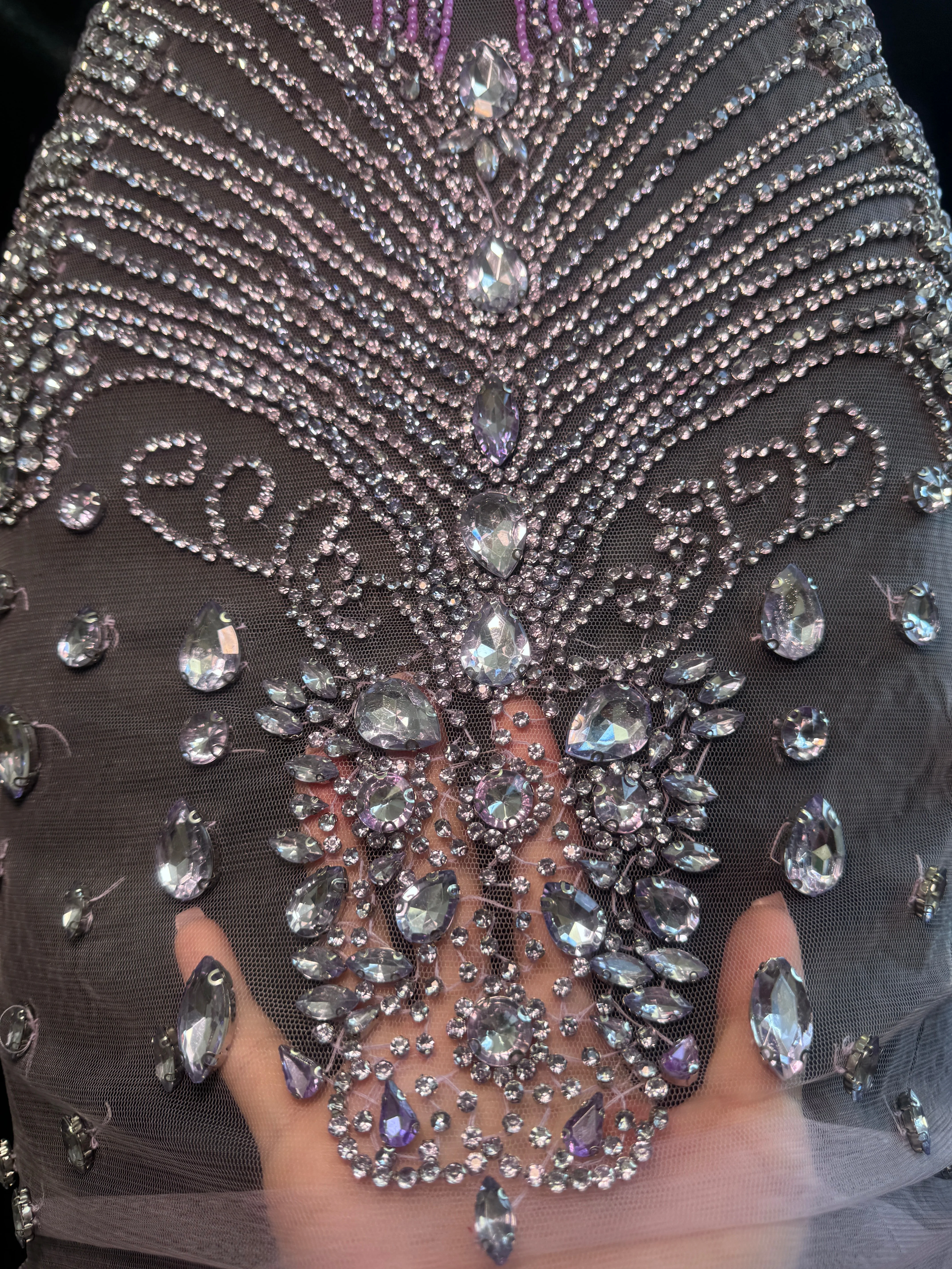 Eli Lavender Silver Rhinestones Bodice Applique - Image 8
