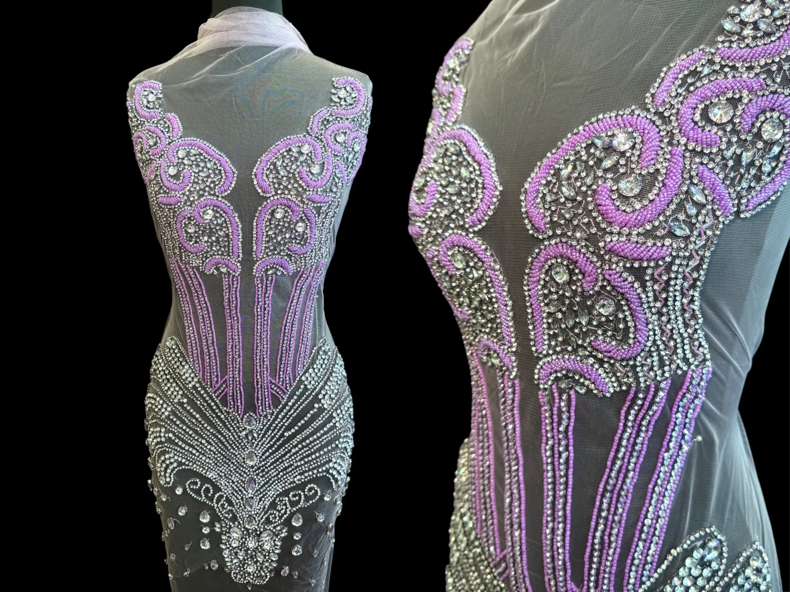 Eli Lavender Silver Rhinestones Bodice Applique - Image 9