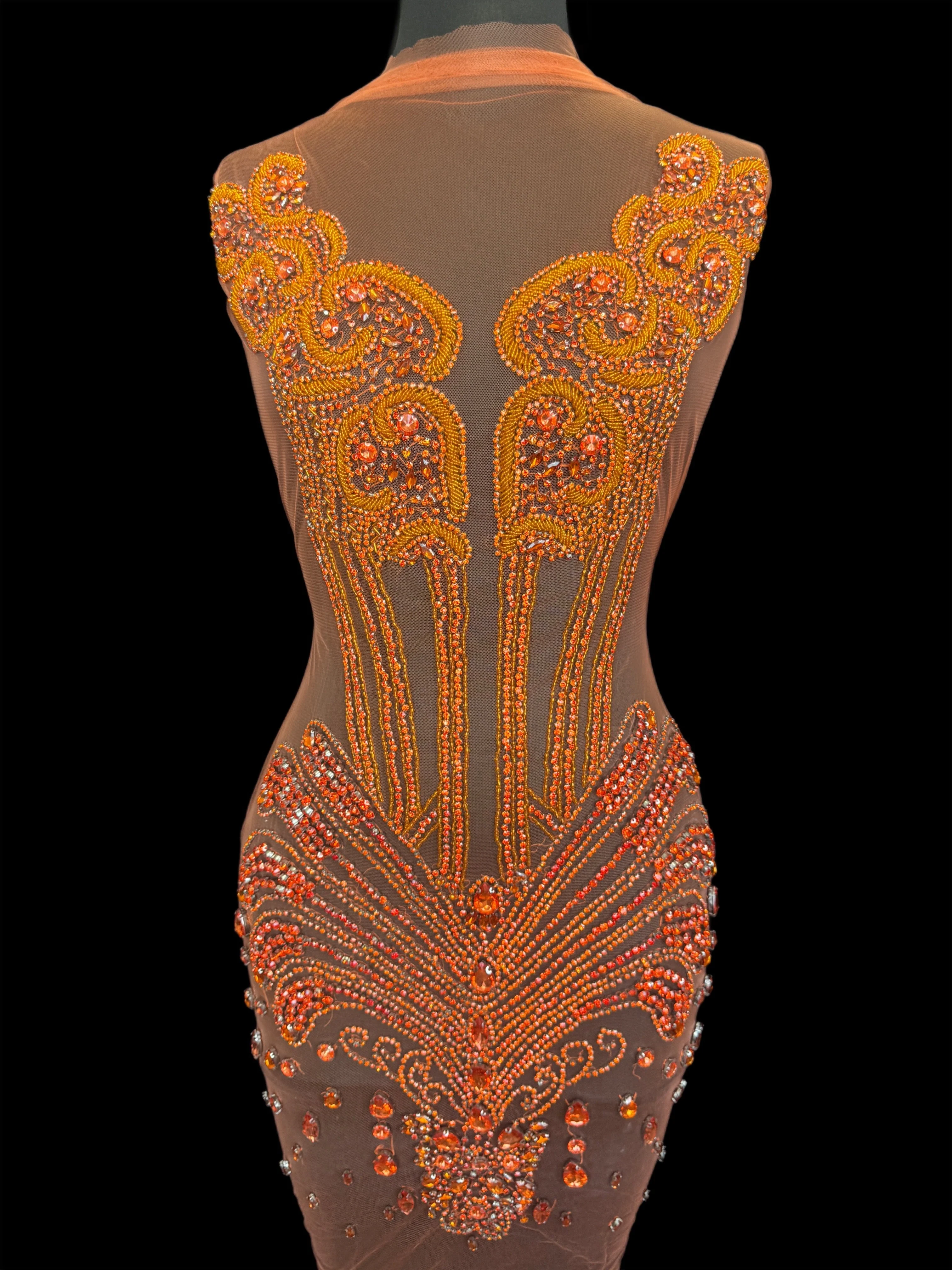 Eli Orange Rhinestone Bodice Appliqué