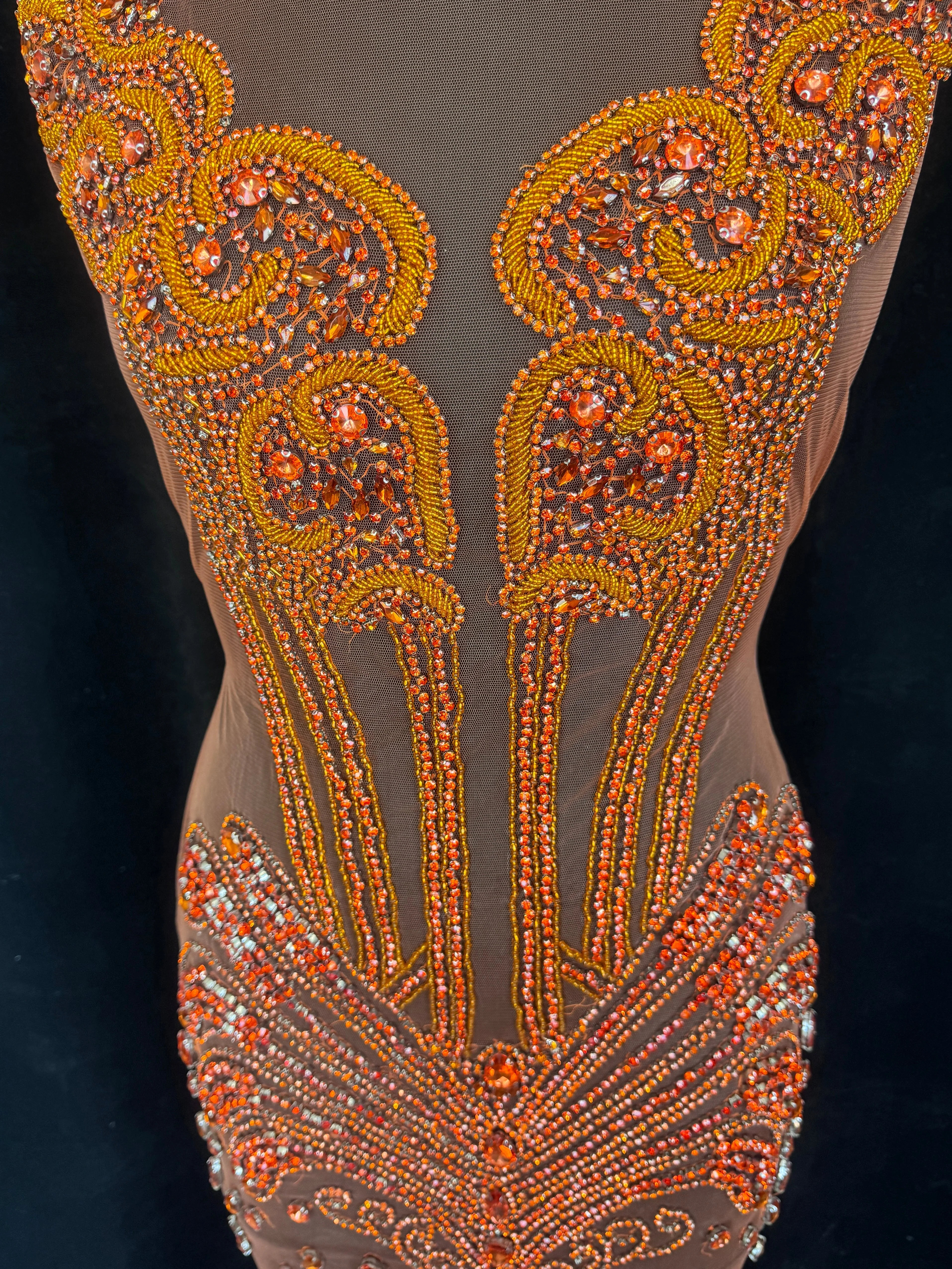 Eli Orange Rhinestone Bodice Appliqué - Image 3