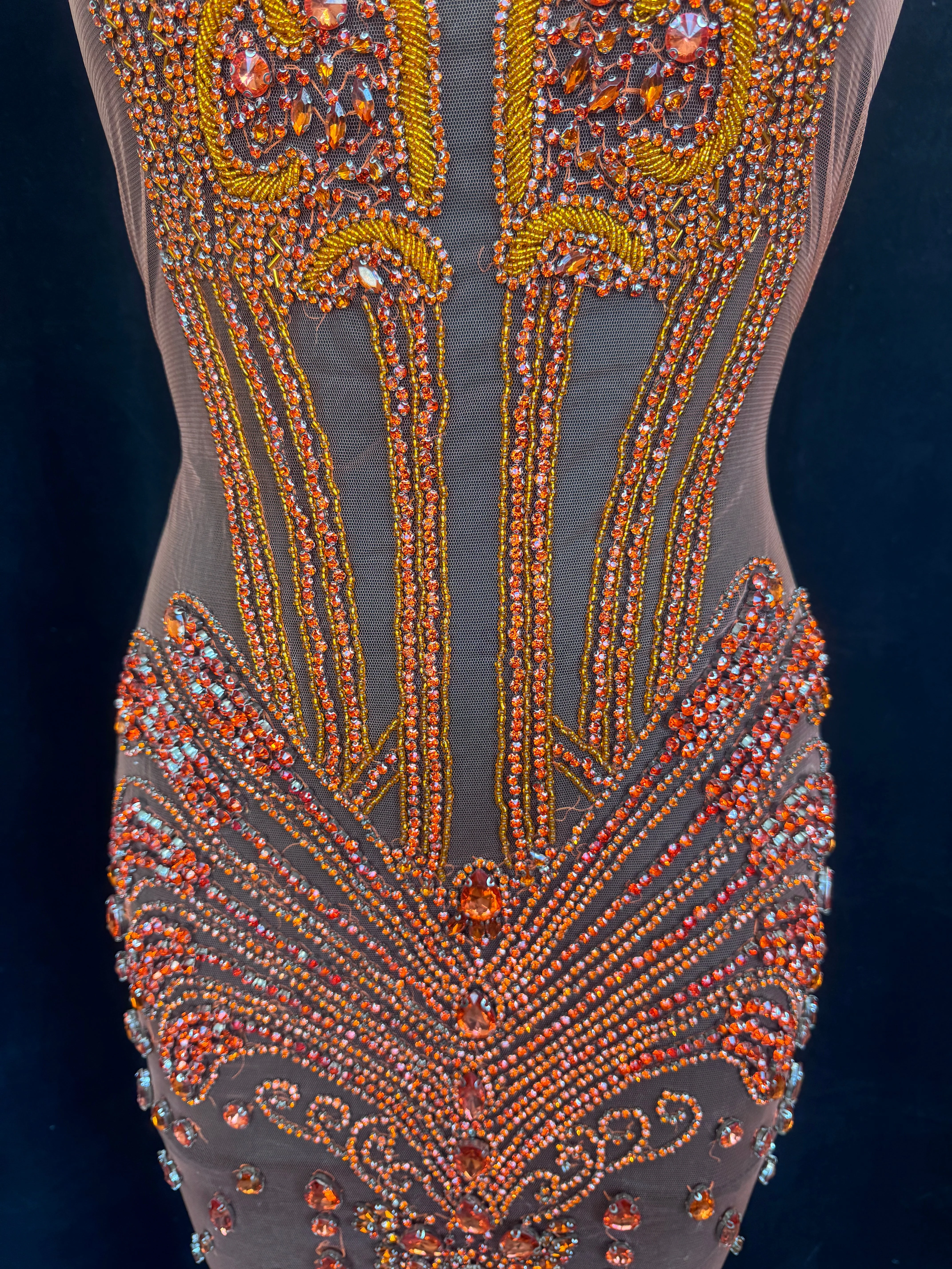 Eli Orange Rhinestone Bodice Appliqué - Image 5