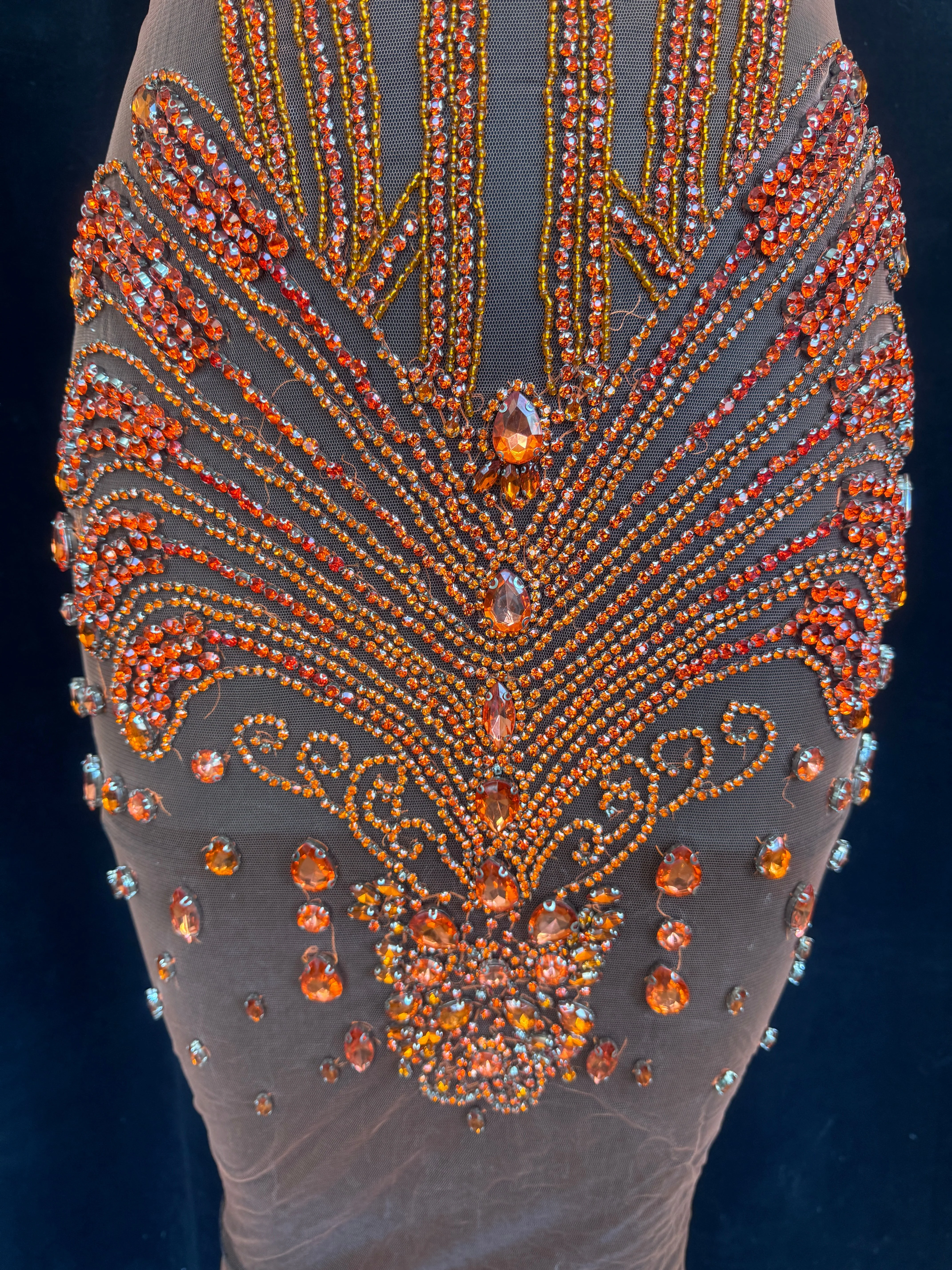 Eli Orange Rhinestone Bodice Appliqué - Image 6