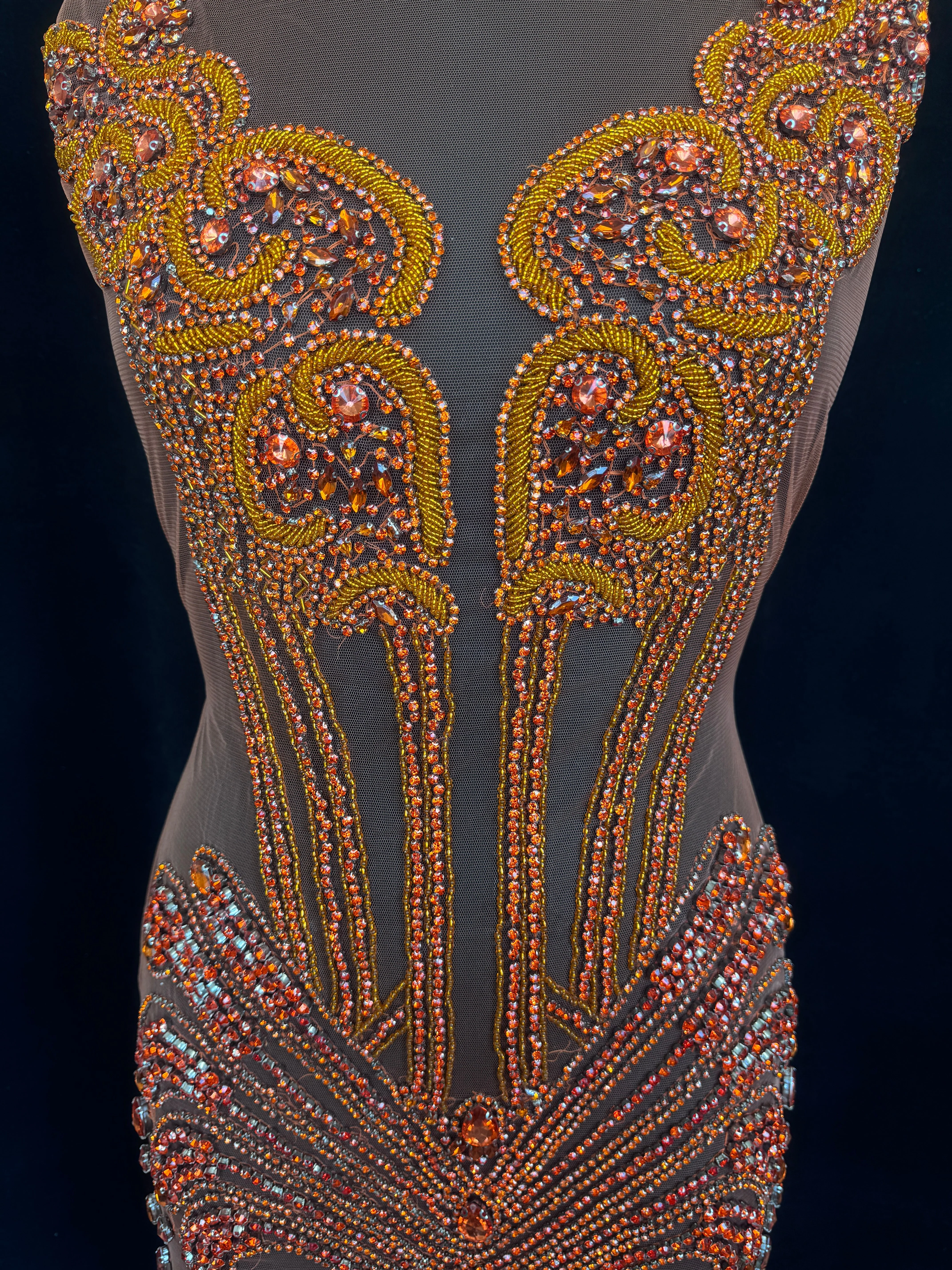 Eli Orange Rhinestone Bodice Appliqué - Image 8