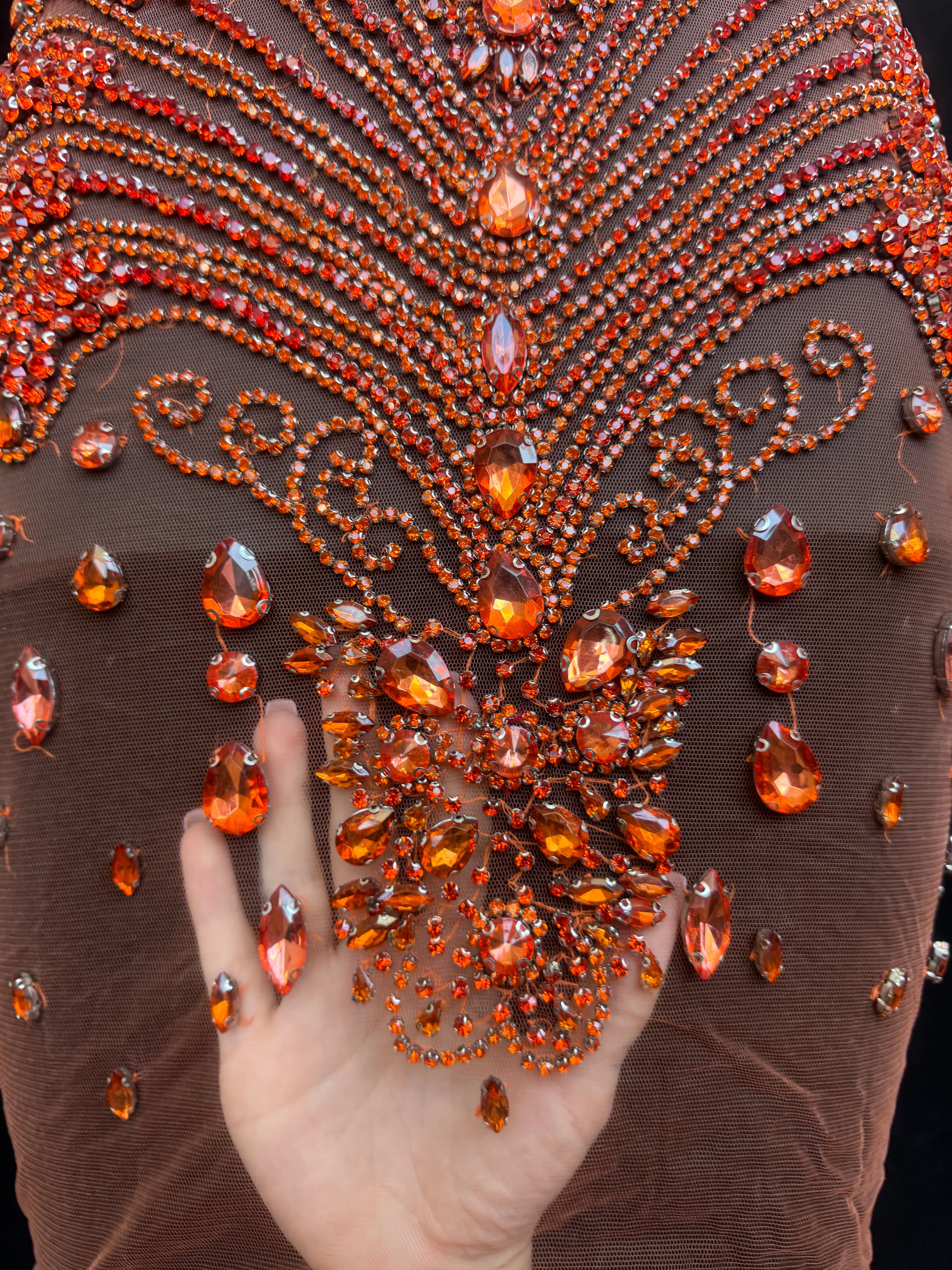 Eli Orange Rhinestone Bodice Appliqué - Image 9