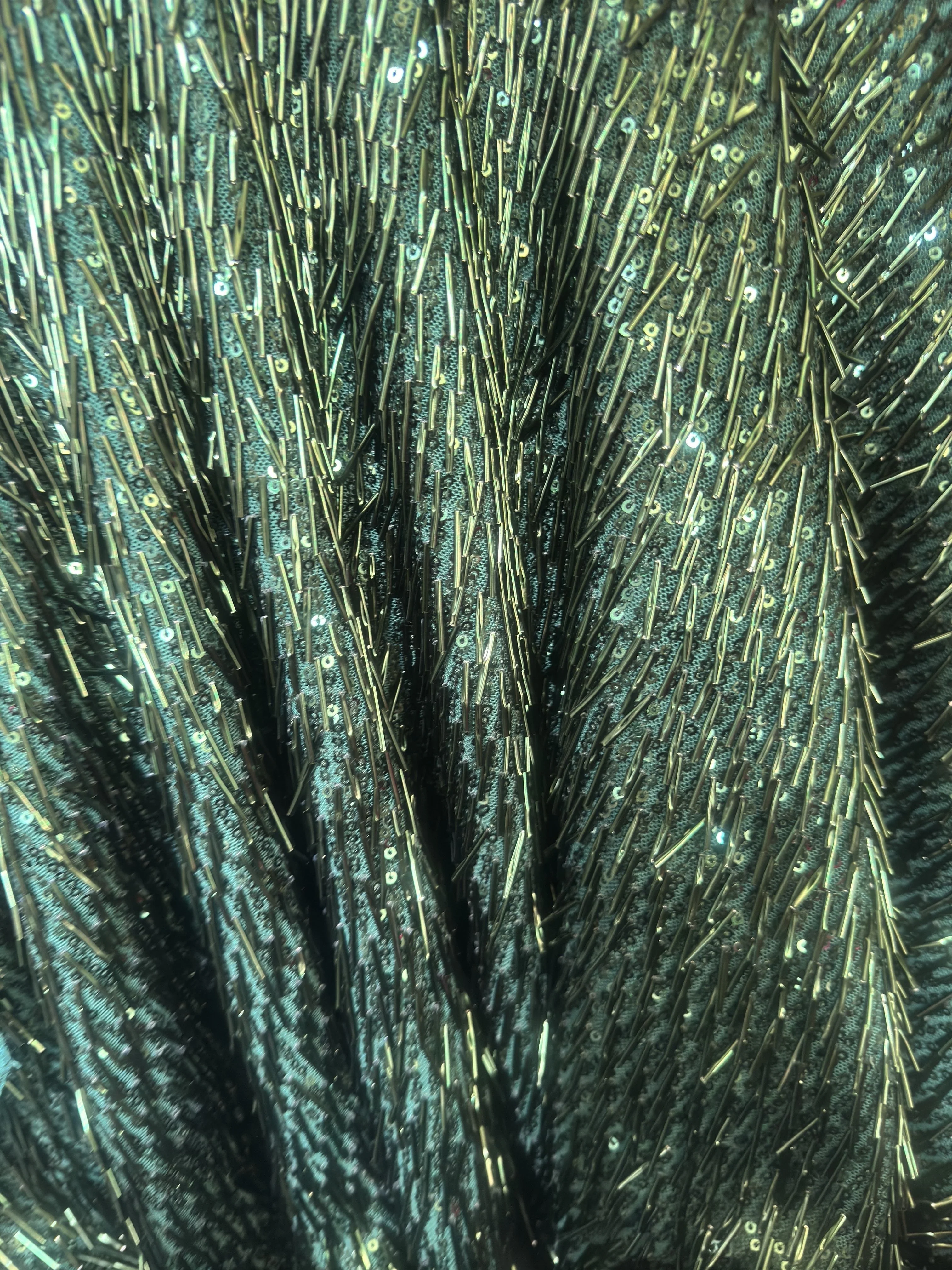 Emerald Green Fringe Sequin on Mesh - Image 6