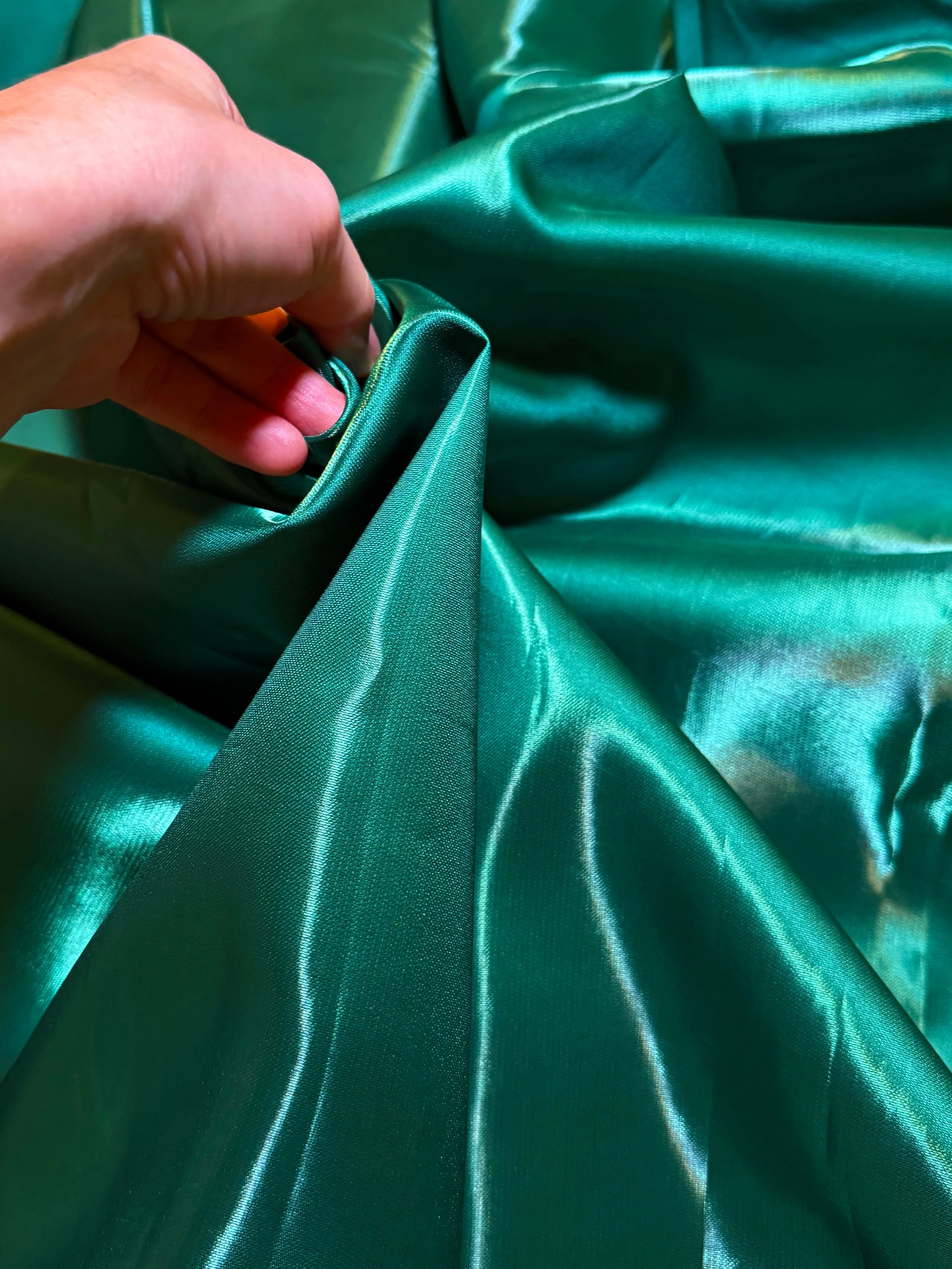 Emerald Green Liquid Bridal Satin - Image 3