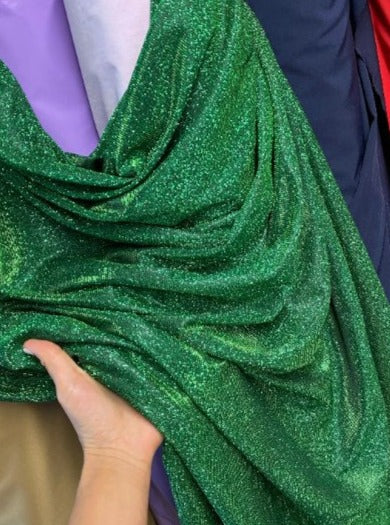 Emerald Green Stretch Metallic Lurex - Image 4