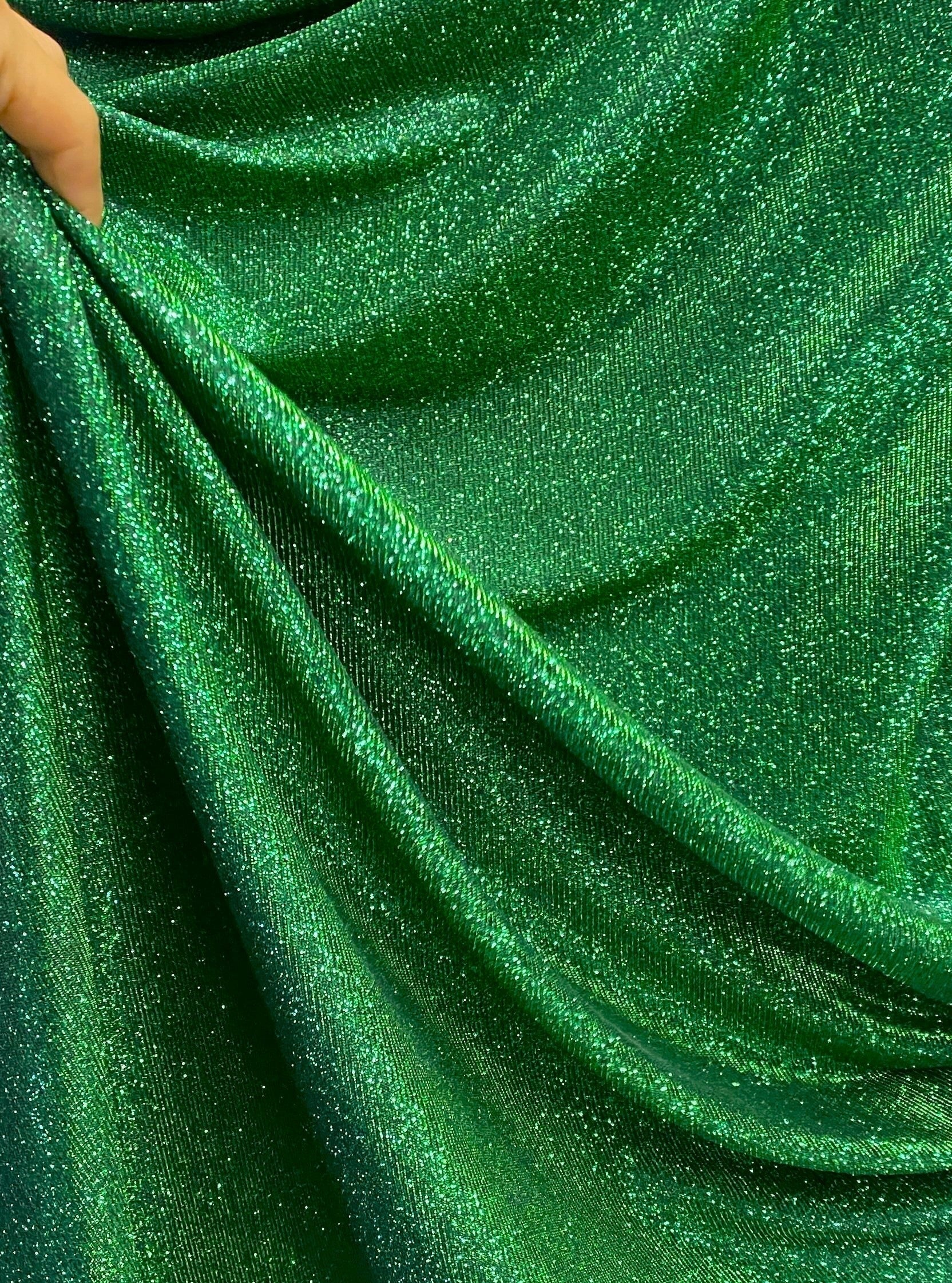 Emerald Green Stretch Metallic Lurex - Image 7