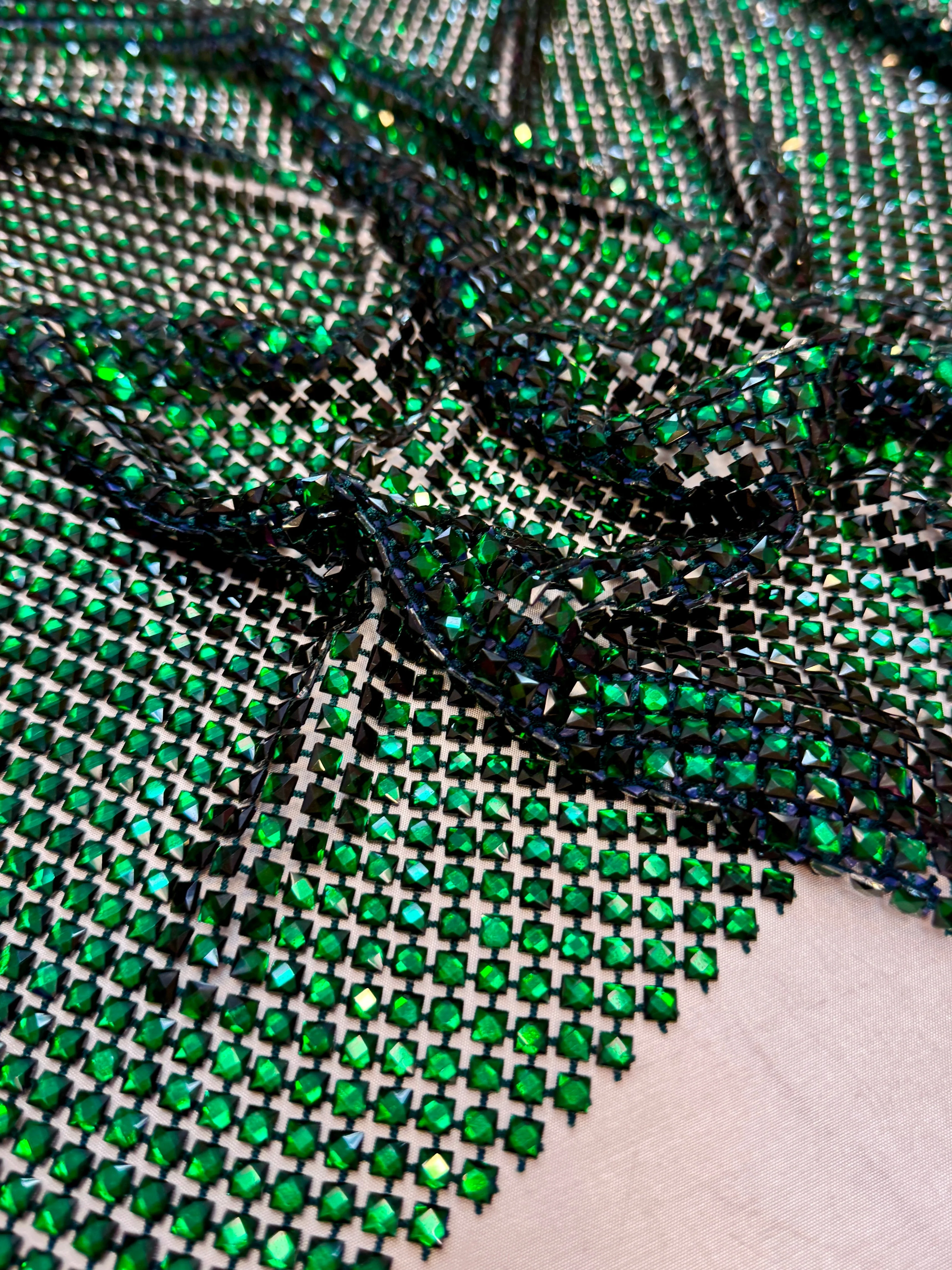 Emerald Green Luxury Rhinestone Mesh - Image 2