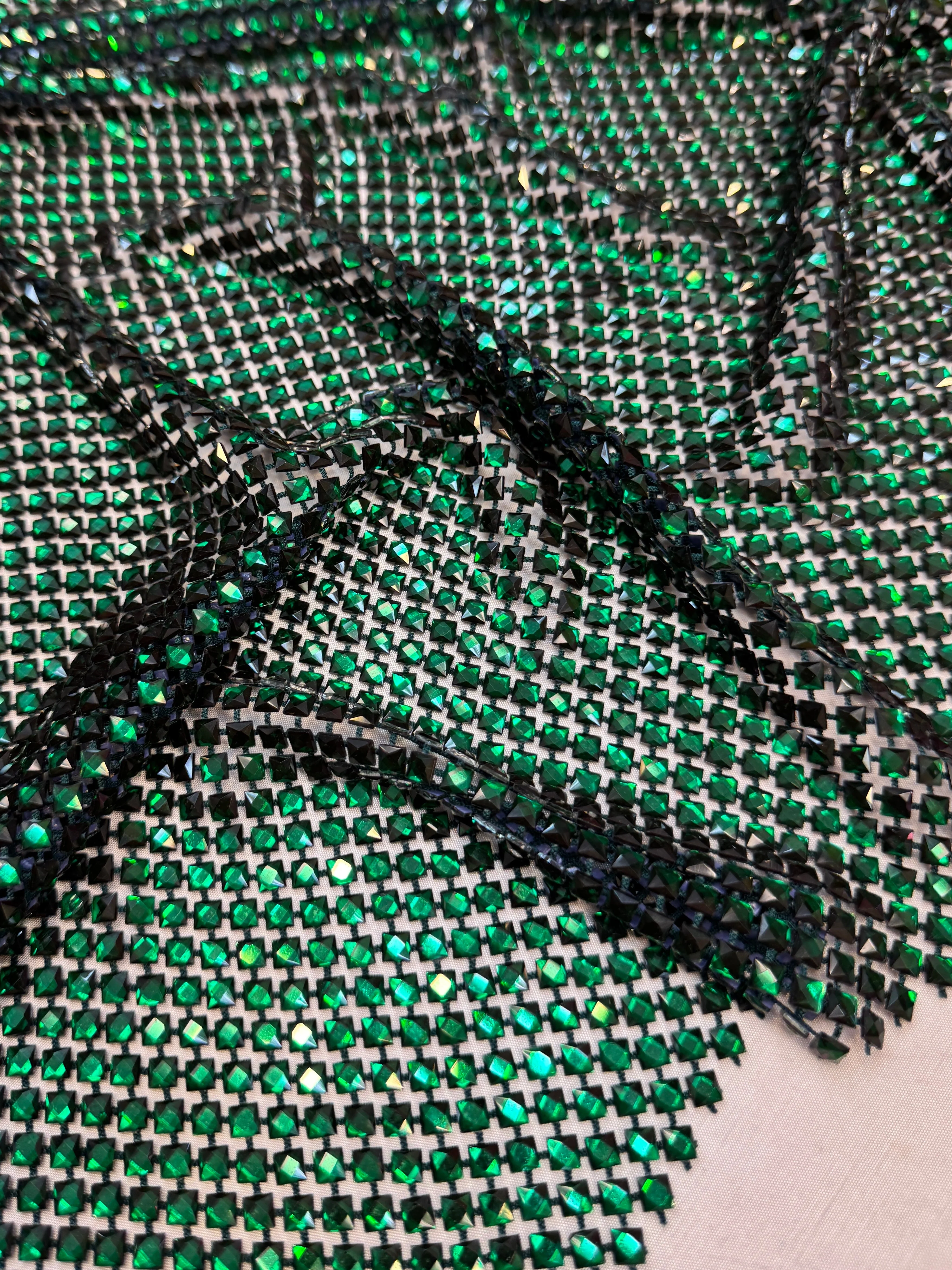 Emerald Green Luxury Rhinestone Mesh - Image 4