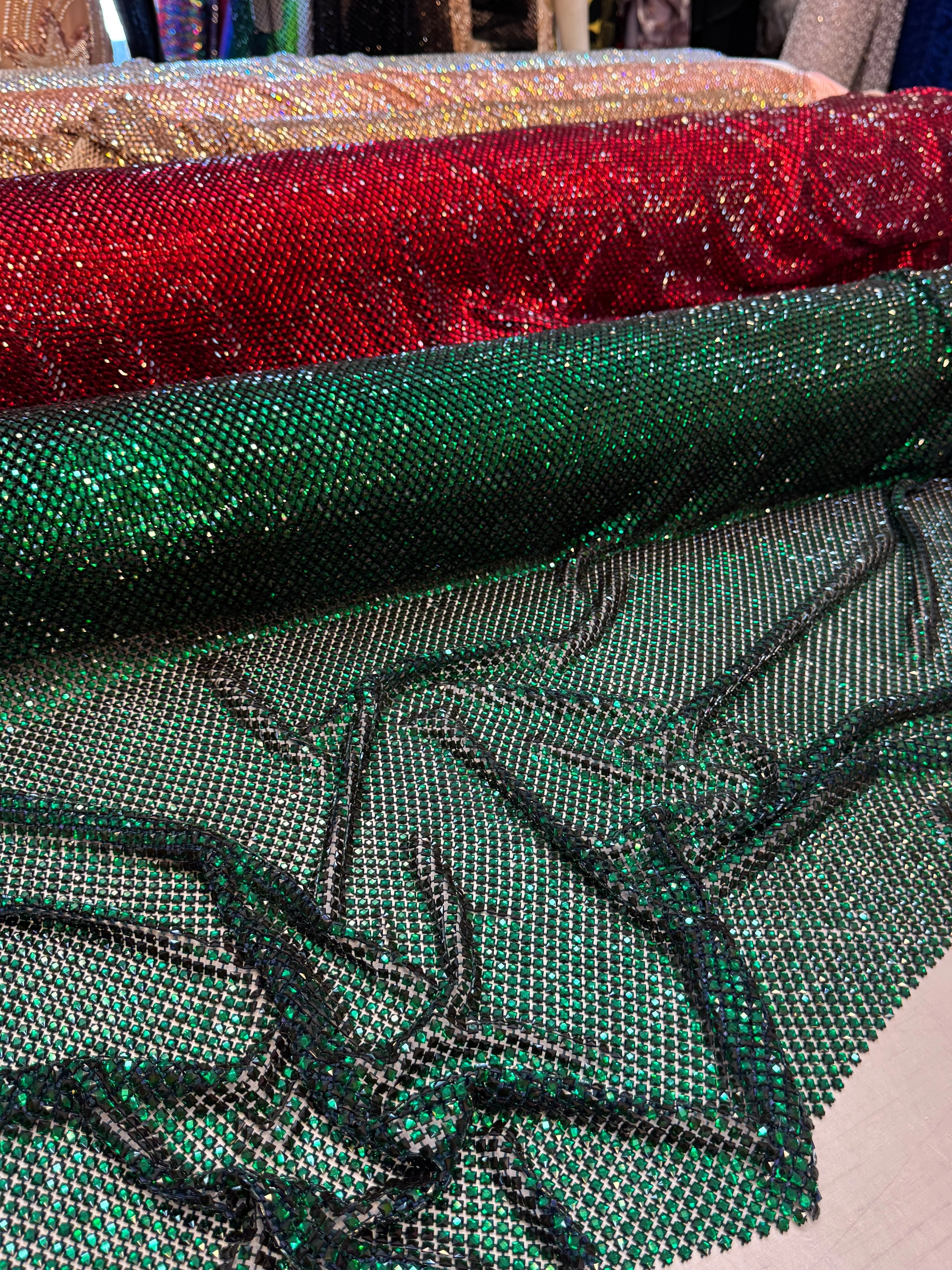 Emerald Green Luxury Rhinestone Mesh - Image 5