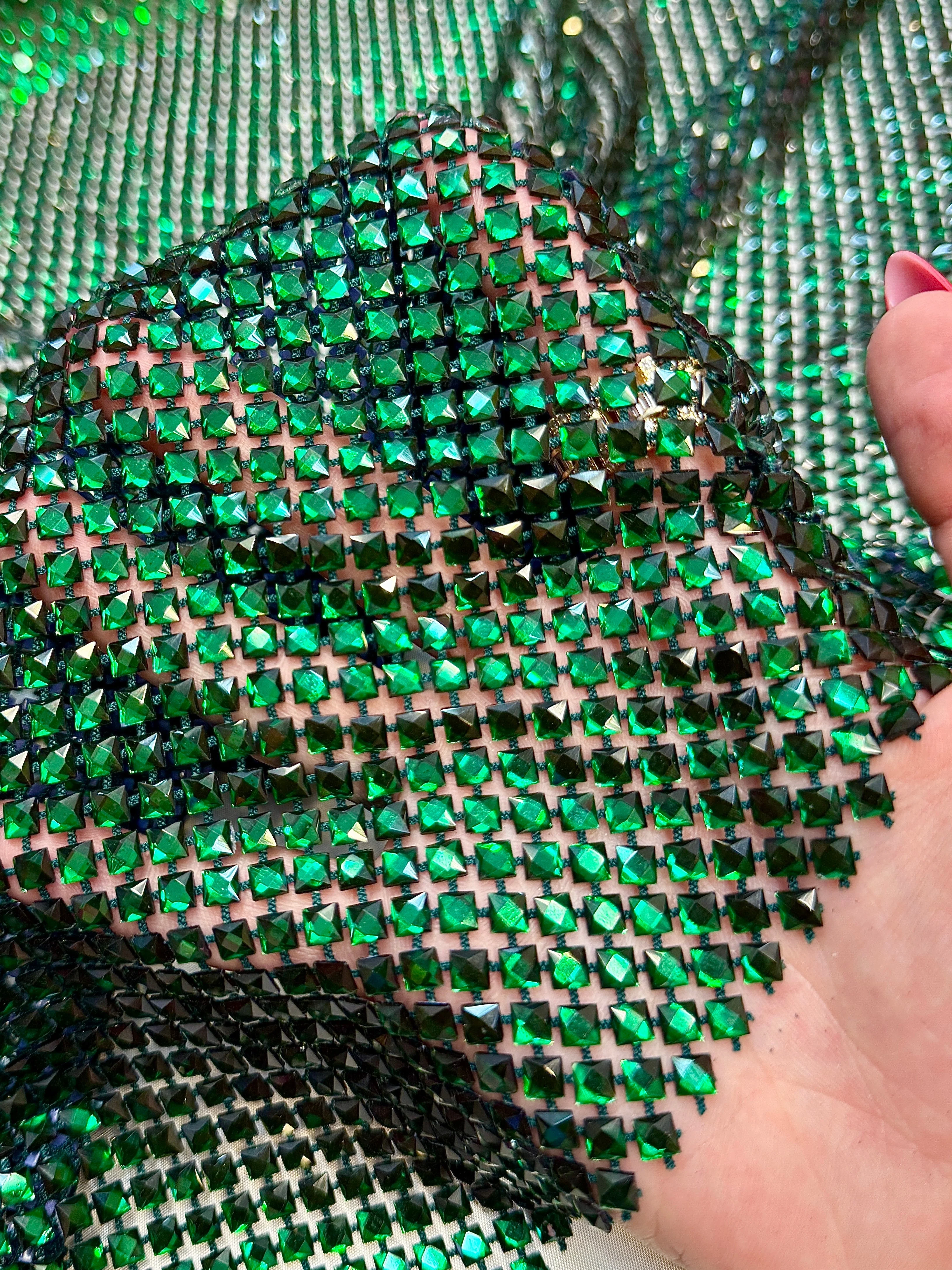 Emerald Green Luxury Rhinestone Mesh - Image 6
