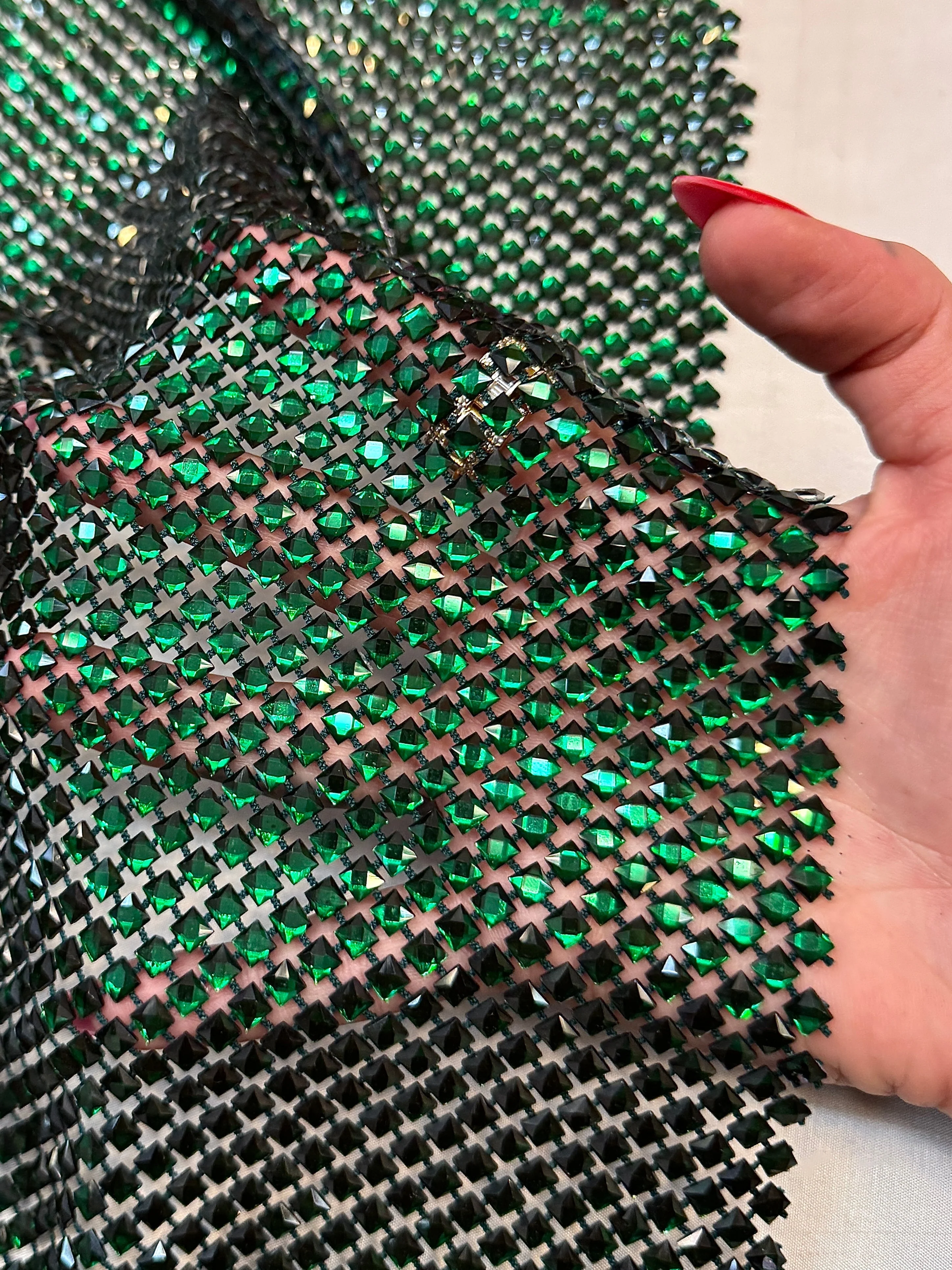 Emerald Green Luxury Rhinestone Mesh - Image 8