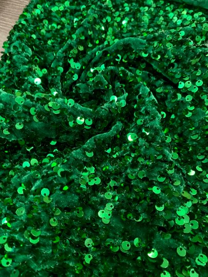 Emerald Green Sequin on Velvet
