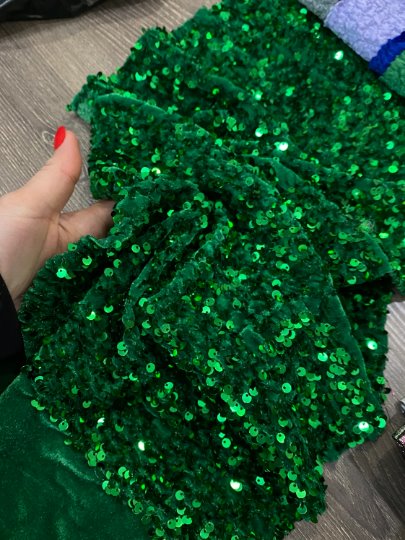 Emerald Green Sequin on Velvet - Image 4