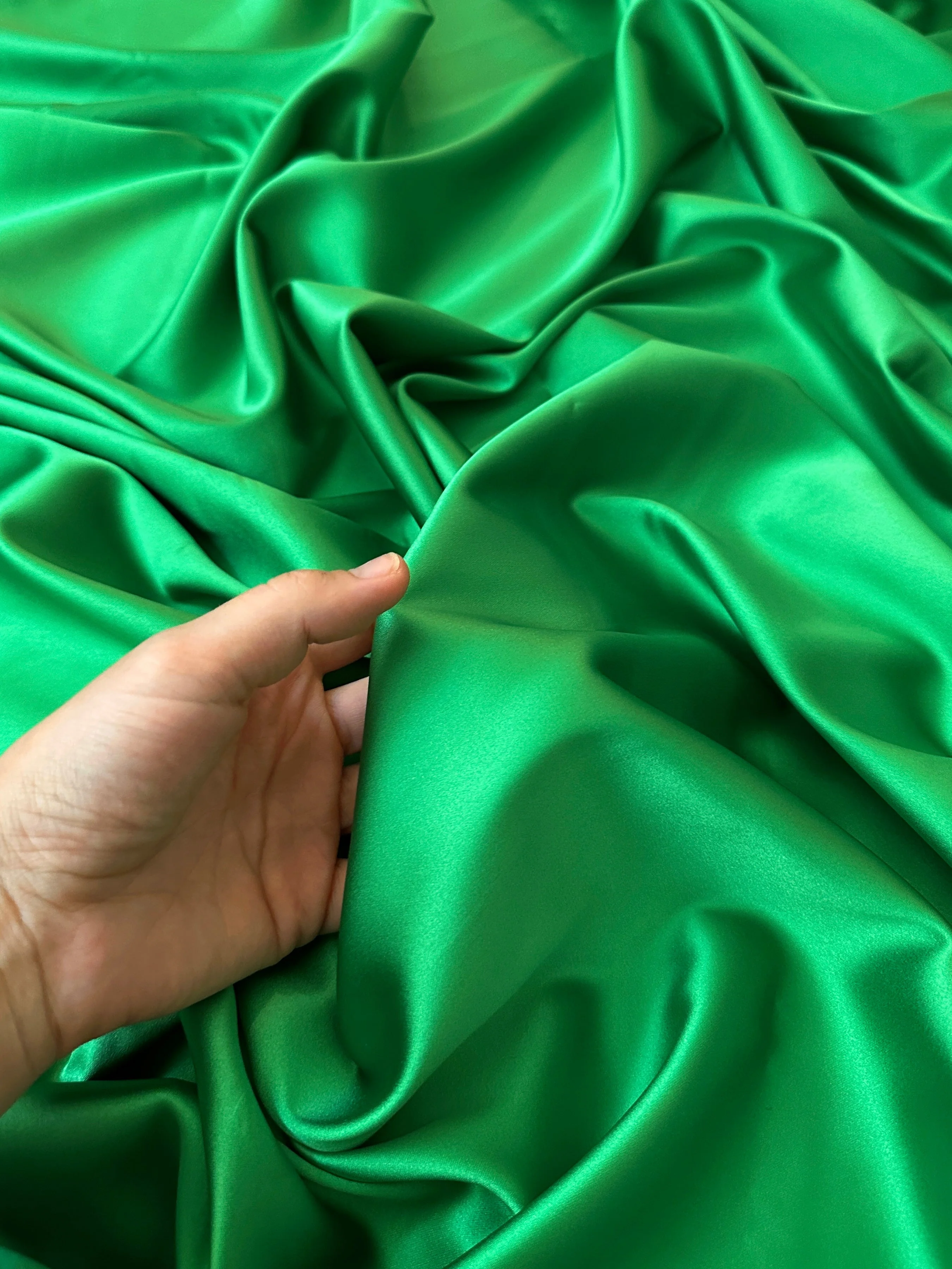 Emerald Green Stretch Crepe Back Satin - Image 6