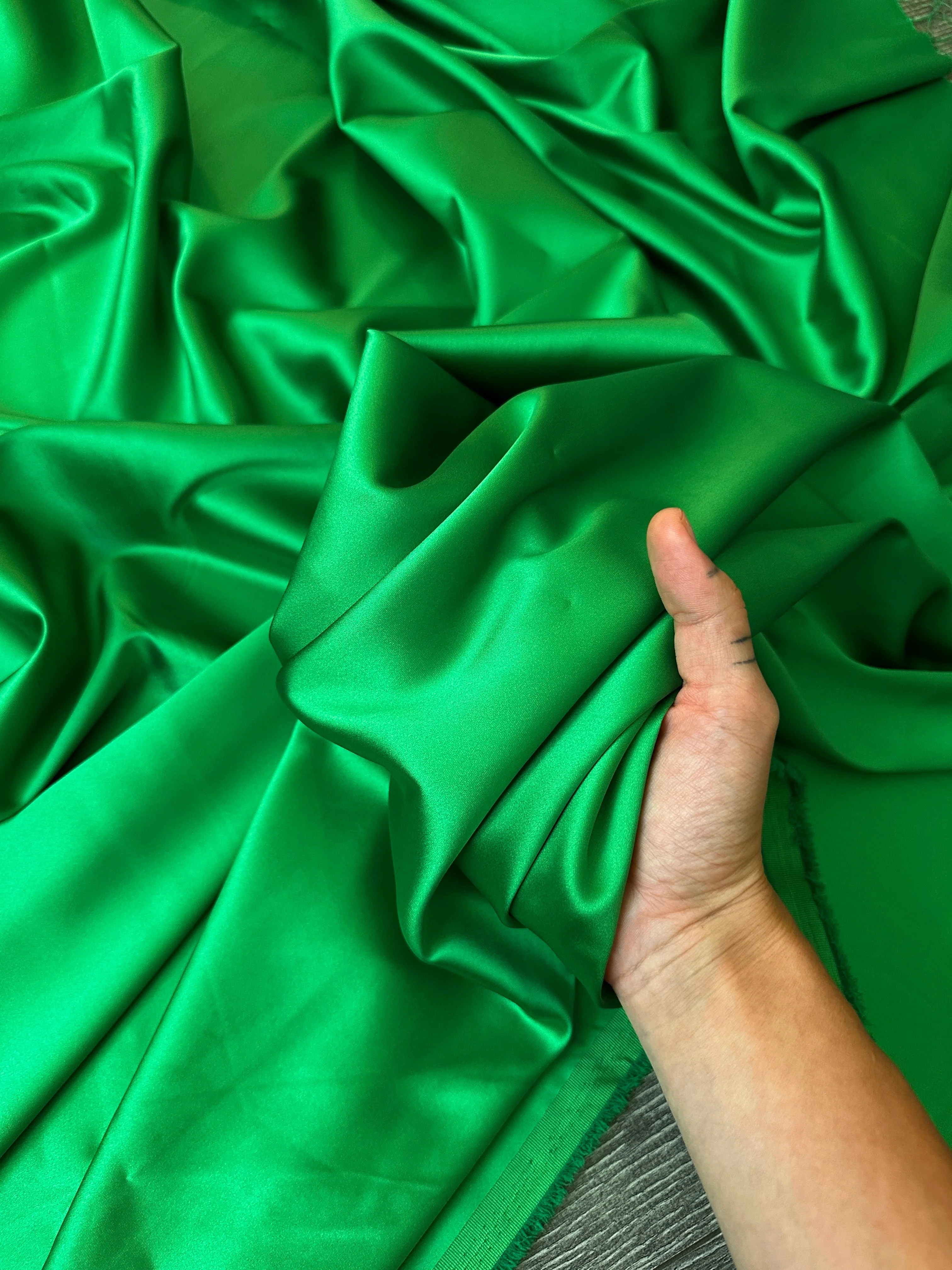 Emerald Green Stretch Crepe Back Satin - Image 8