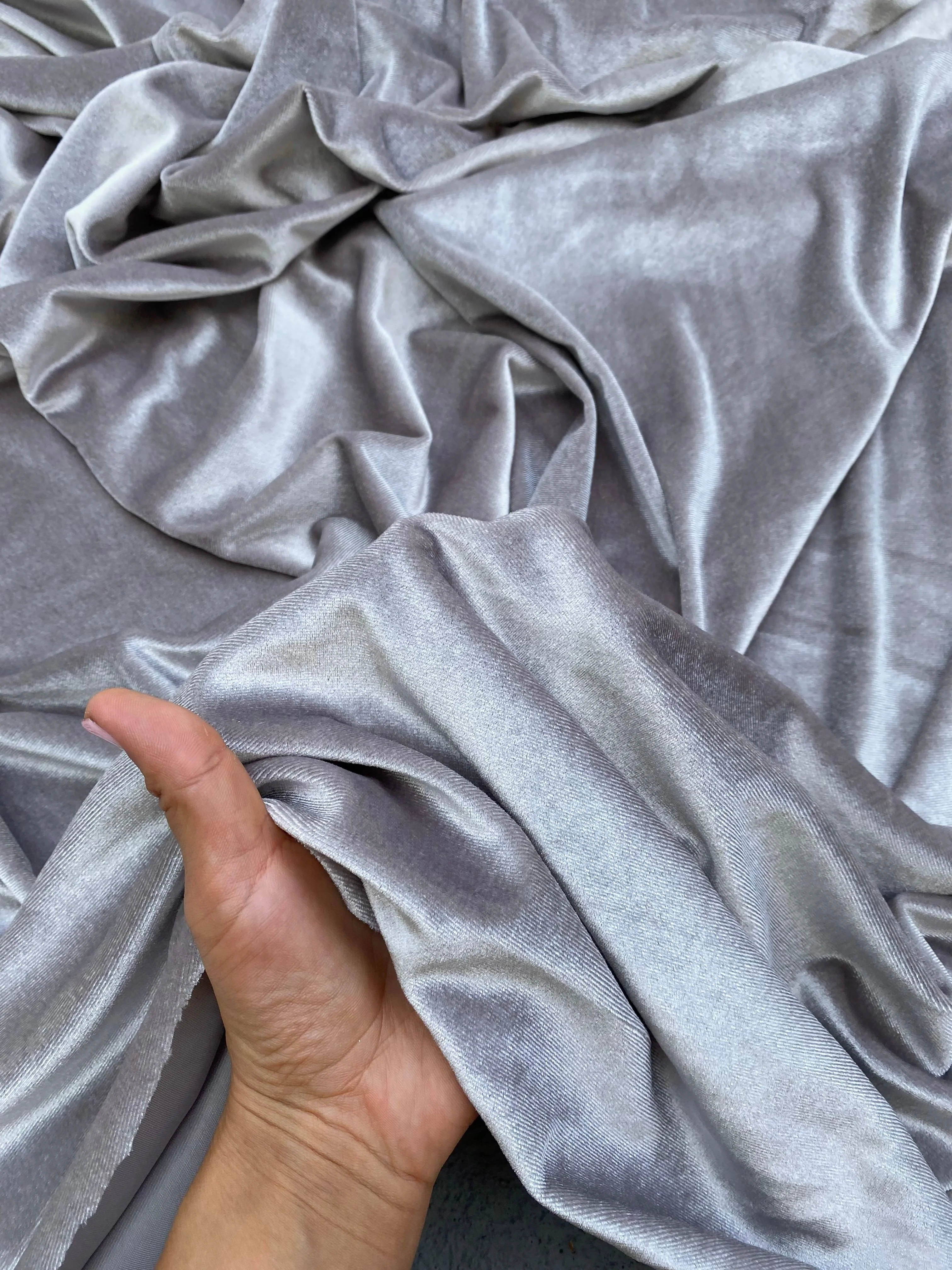 Feather Gray Stretch Velvet - Image 7