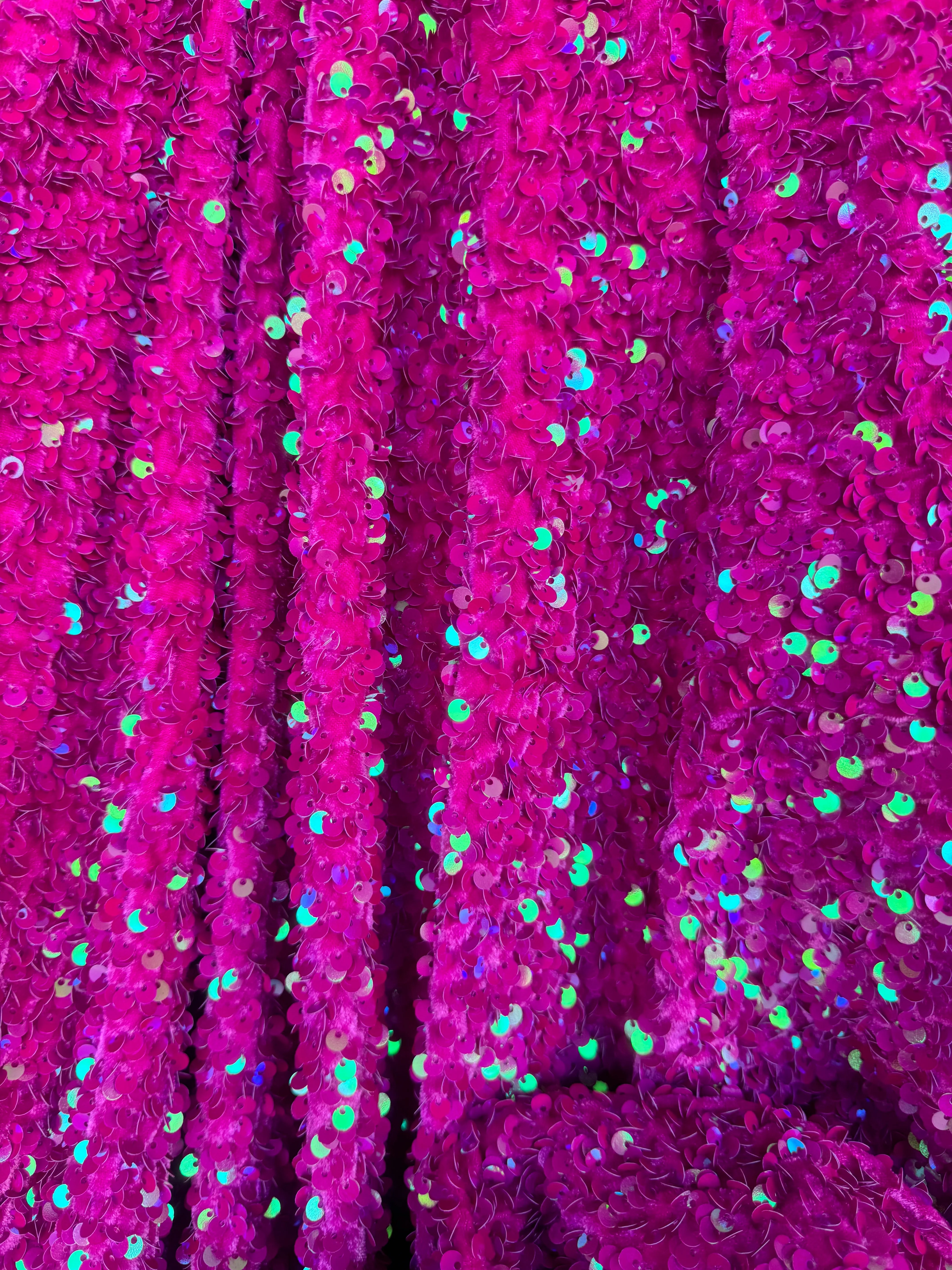 Fuchsia Iridescent Sequin on Velvet - Image 4