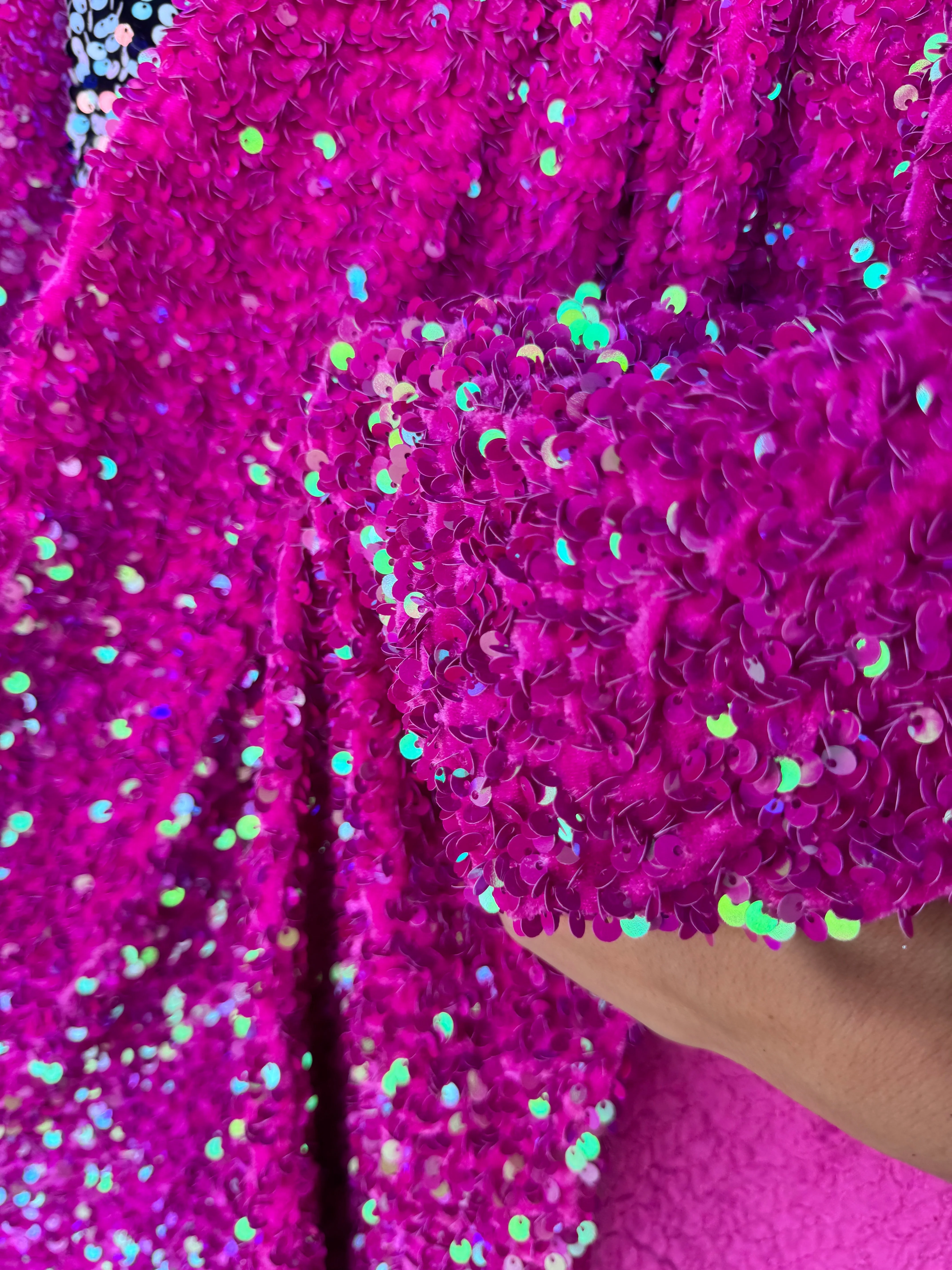 Fuchsia Iridescent Sequin on Velvet - Image 5